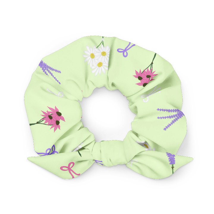 Wildflowers and Bows Pattern- Green Background Scrunchie product image (2)