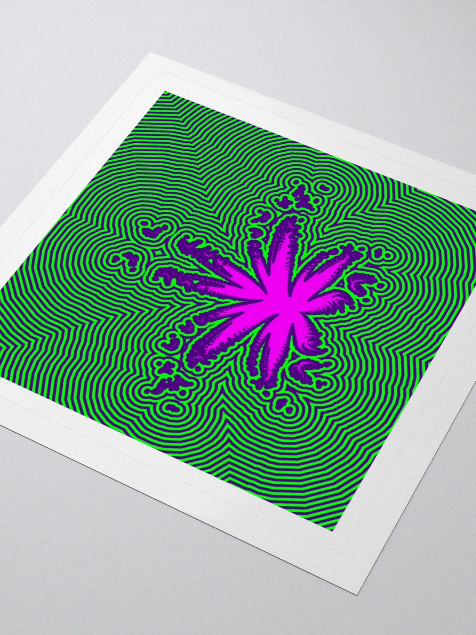Cannabis Leaf Stoner Sticker, Green Pink Purple Psychedelic Weed Art product image (3)