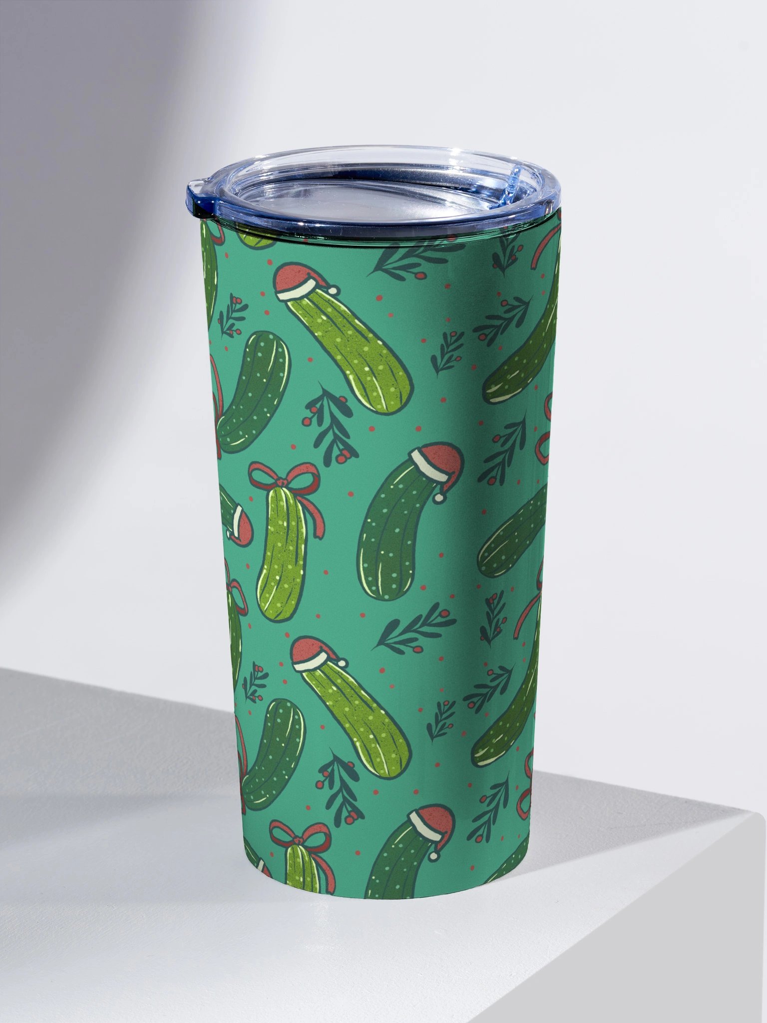 Christmas Pickles Patterned Tumbler, Dark Green product image (2)