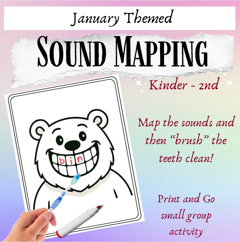 January Phonics & Math Centers – Teeth Elkonin Boxes for Sound Map product image (1)