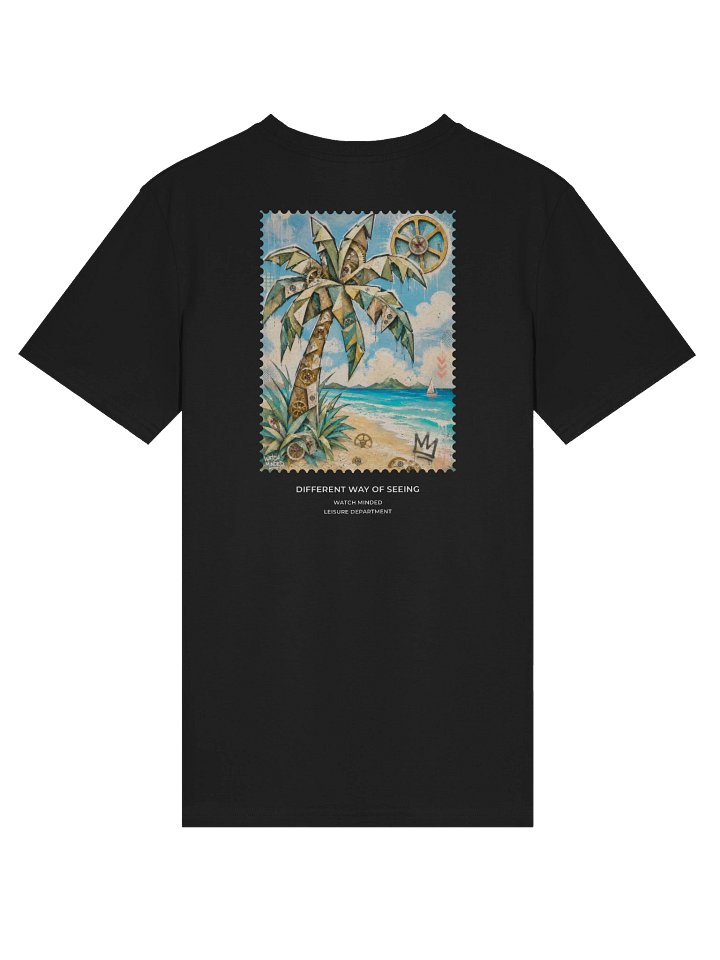 Standard Fit Light Cotton "Clockwork Beach" T-Shirt, Black product image (1)