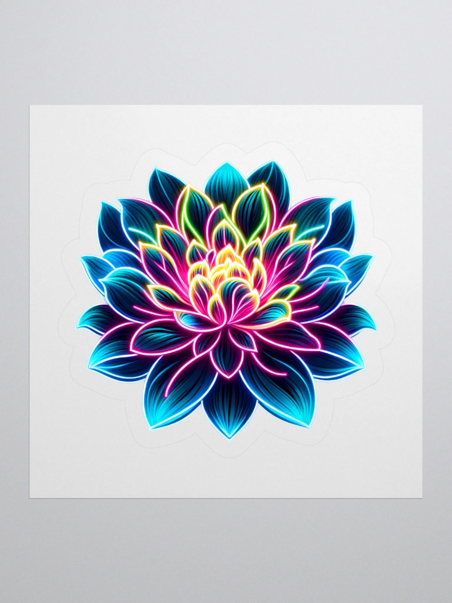 Radiant Neon Lotus Bloom Sticker product image (2)