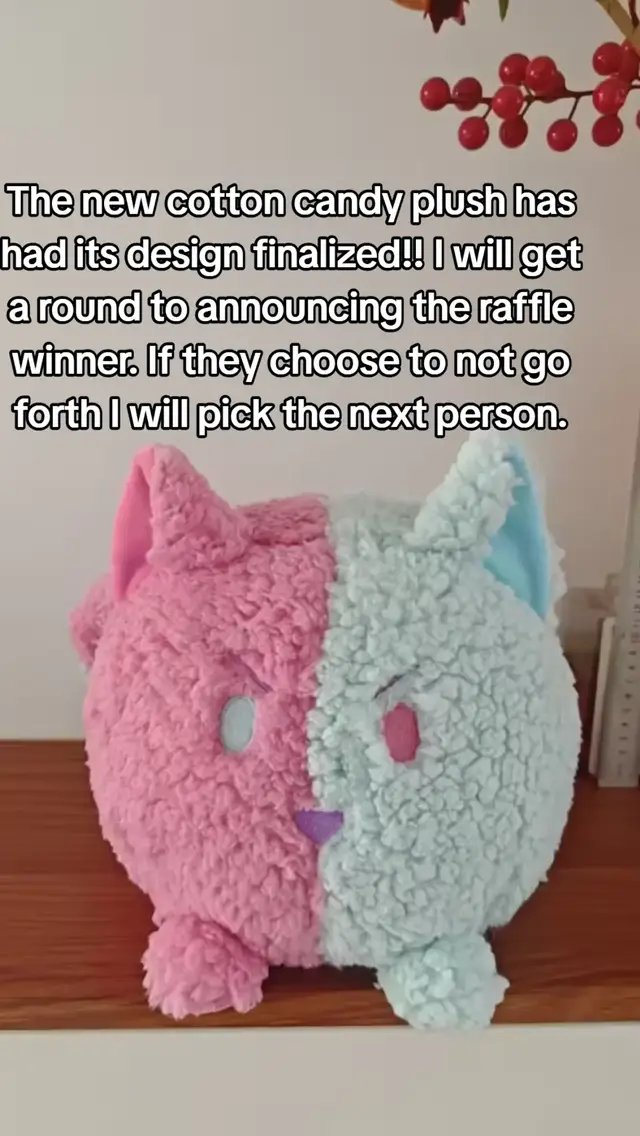 The new cotton candy plush has had its design finalized!! I will get a round to announcing the raffle winner. If they choose to not go forth I will pick the next person. #food #cute #cat #foodbubbies #stuffedanimals 