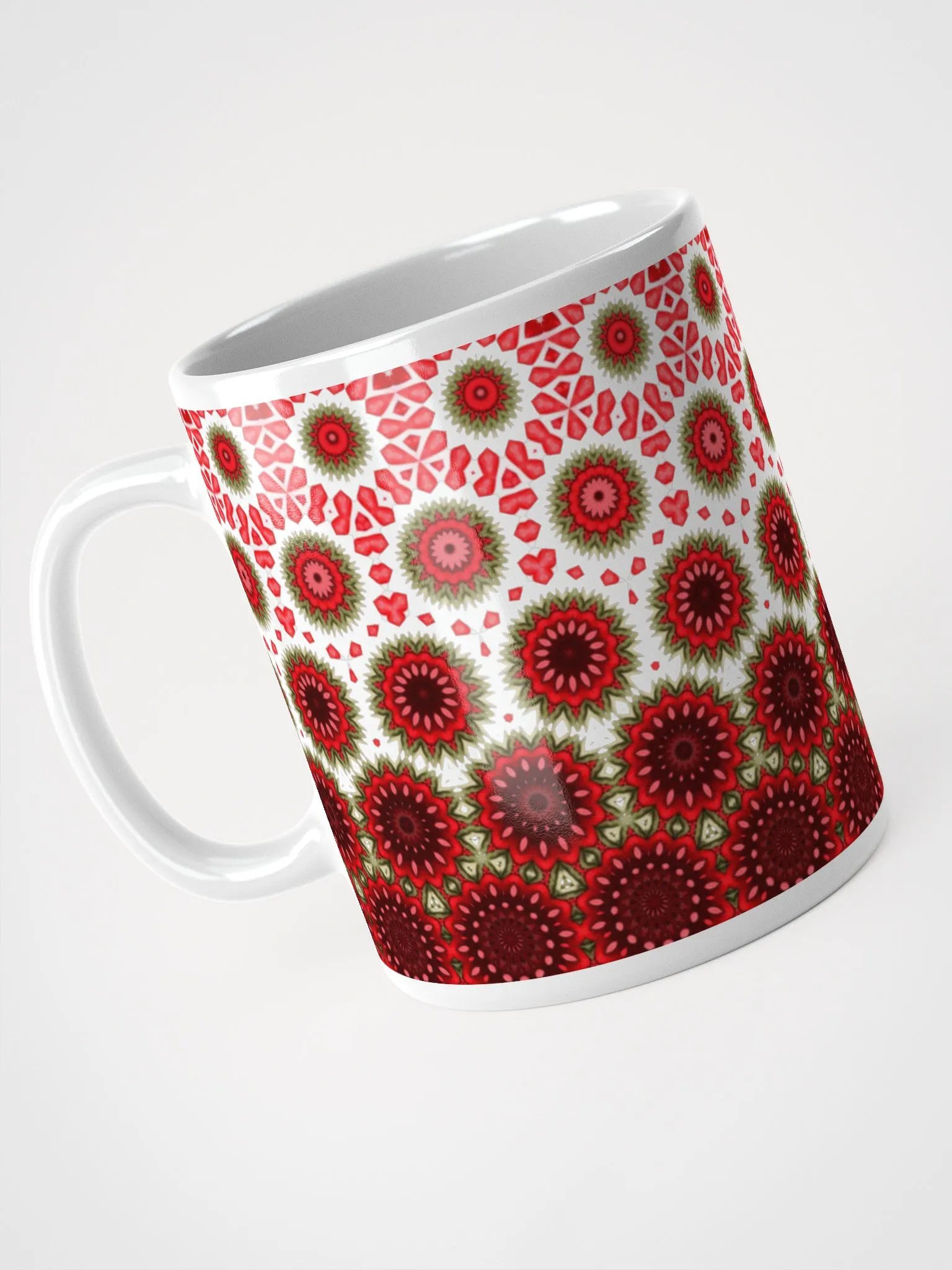 Red Green & White Daisy Ceramic Mug product image (3)