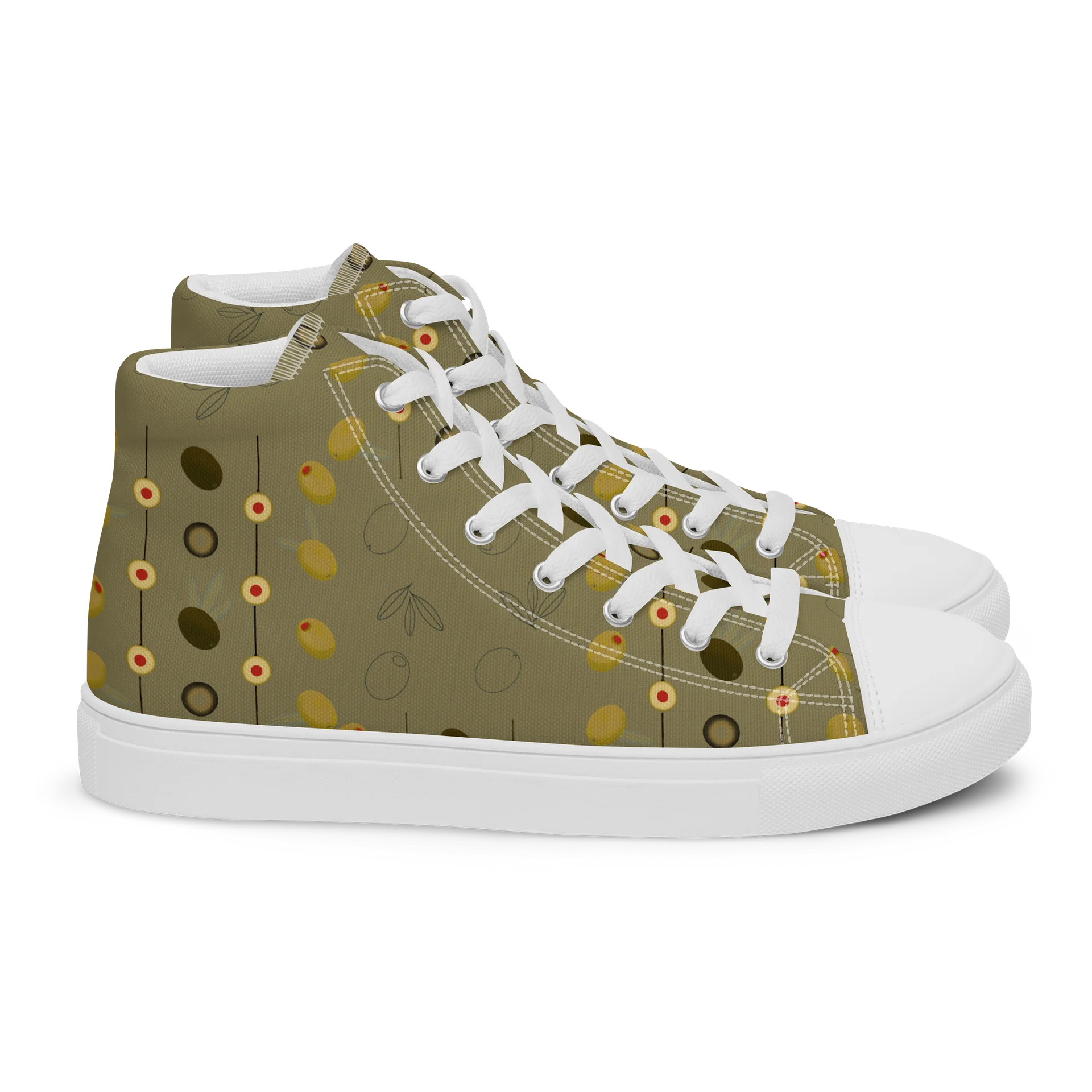 Olive Geometry Women's High Top Canvas Shoes – Olive product image (13)
