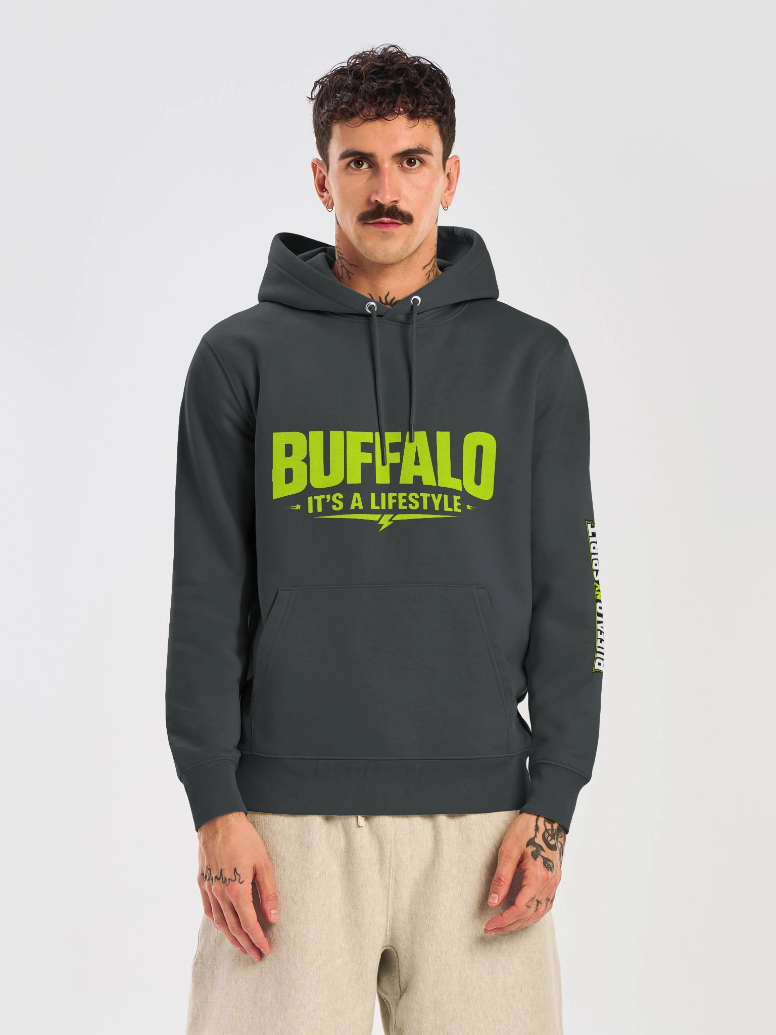 "Buffalo... It's A Lifestyle" Neon on Grey Hoodie product image (5)