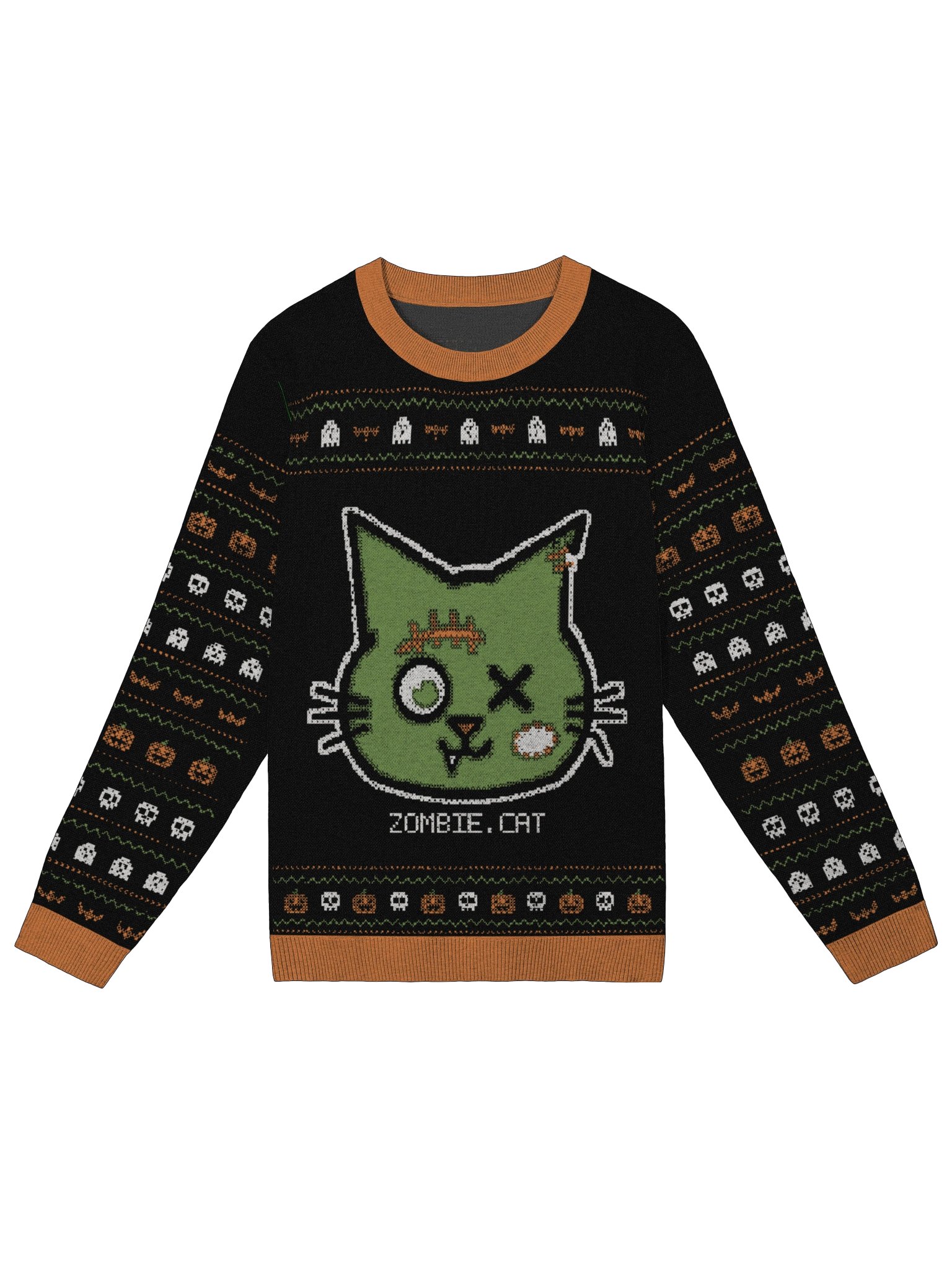 Nyanbie Ugly Halloween Sweater, Zombie Cat Knit Crewneck product image (1)