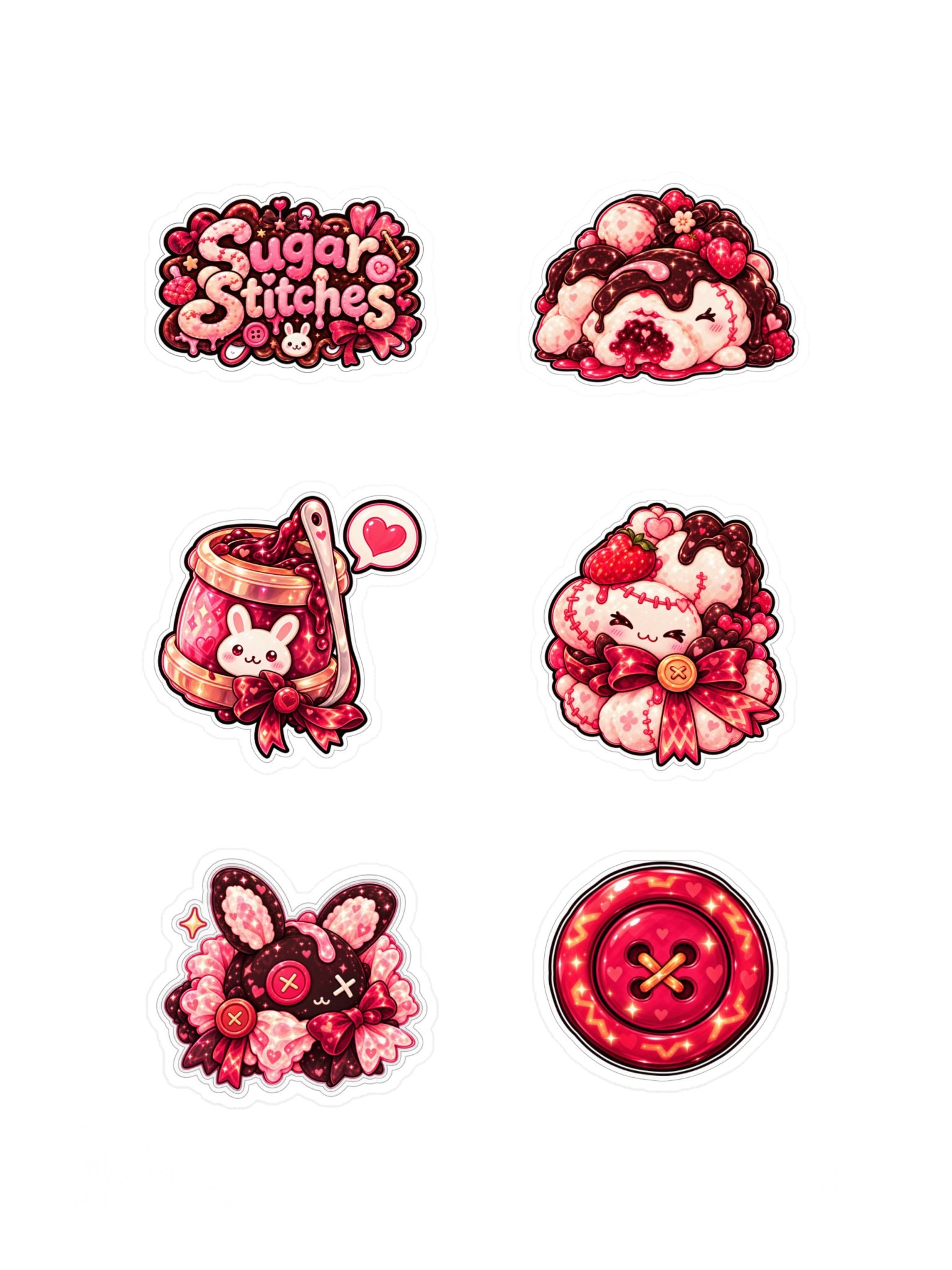 The AFK Cafe™ Sugar Stitches | 6-Piece Sticker Pack Vol. 2 product image (3)