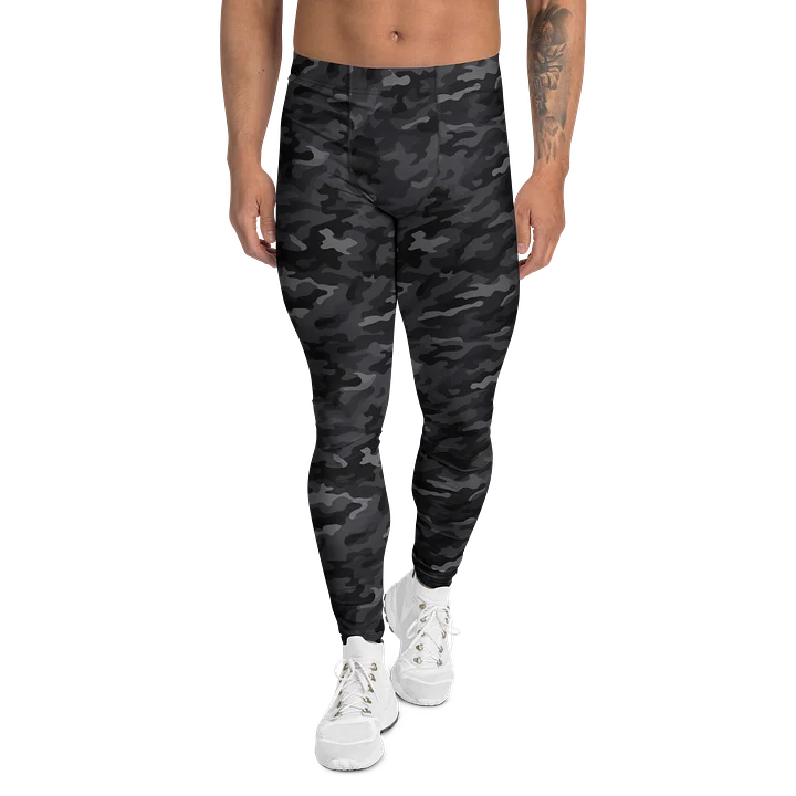 Comfortable Men's Leggings Bold Black Camo Print product image (1)