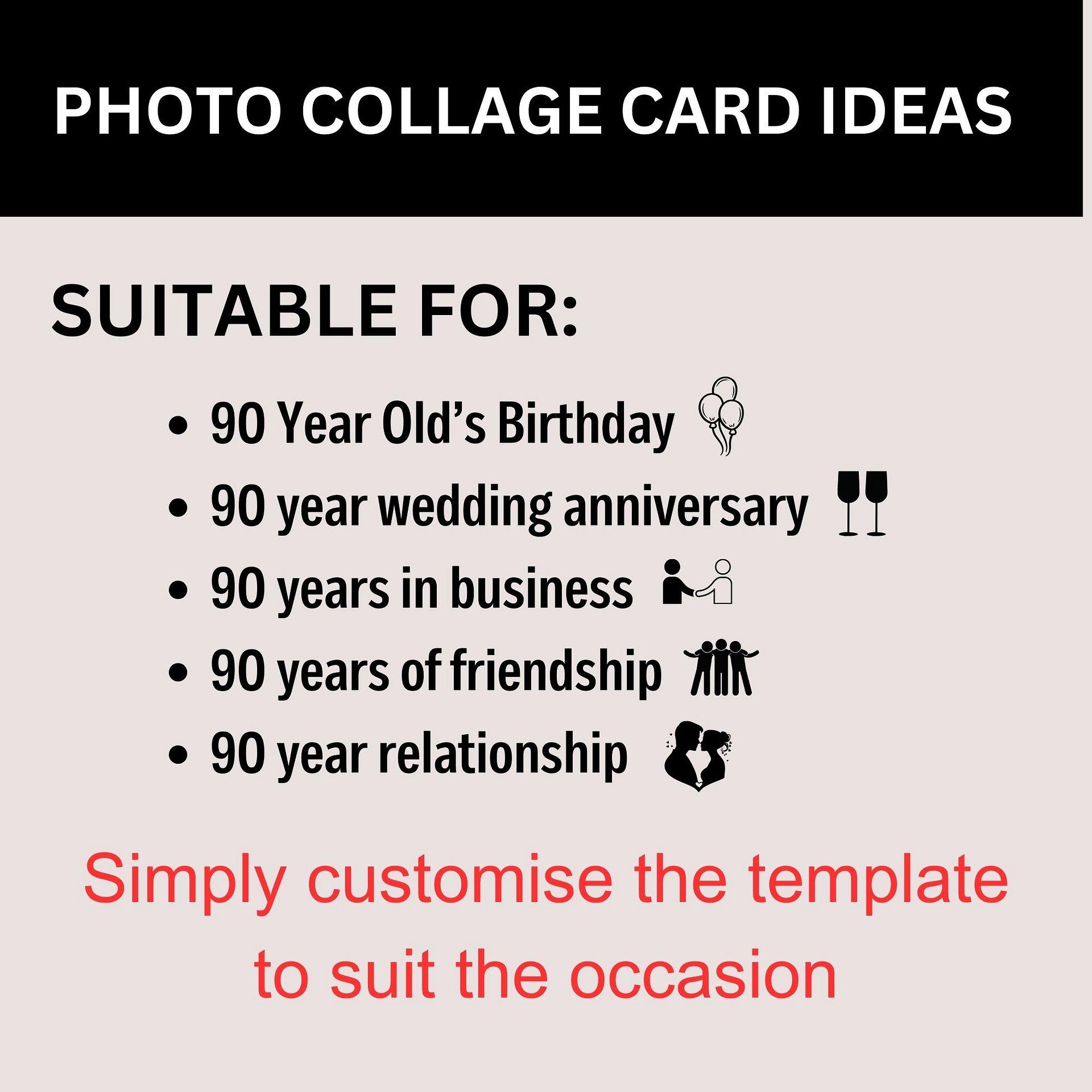 Ninety Year Celebration Card Photo Collage Canva Template product image (2)