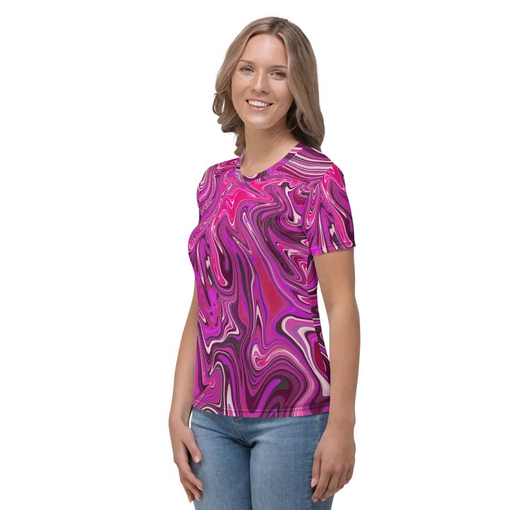 Women's Crew Neck Tshirt - Pink and Purple Digital Fluid Art product image (2)