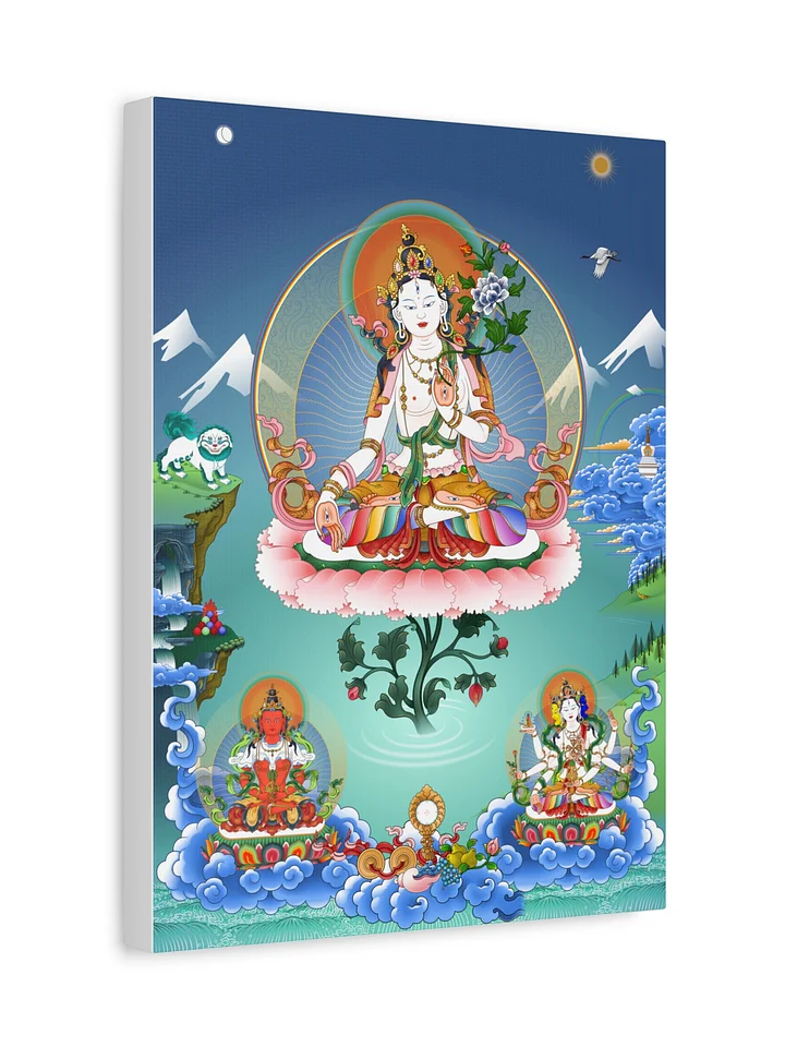 White Tara with Amitayus and Namgyalma thangka canvas print product image (2)