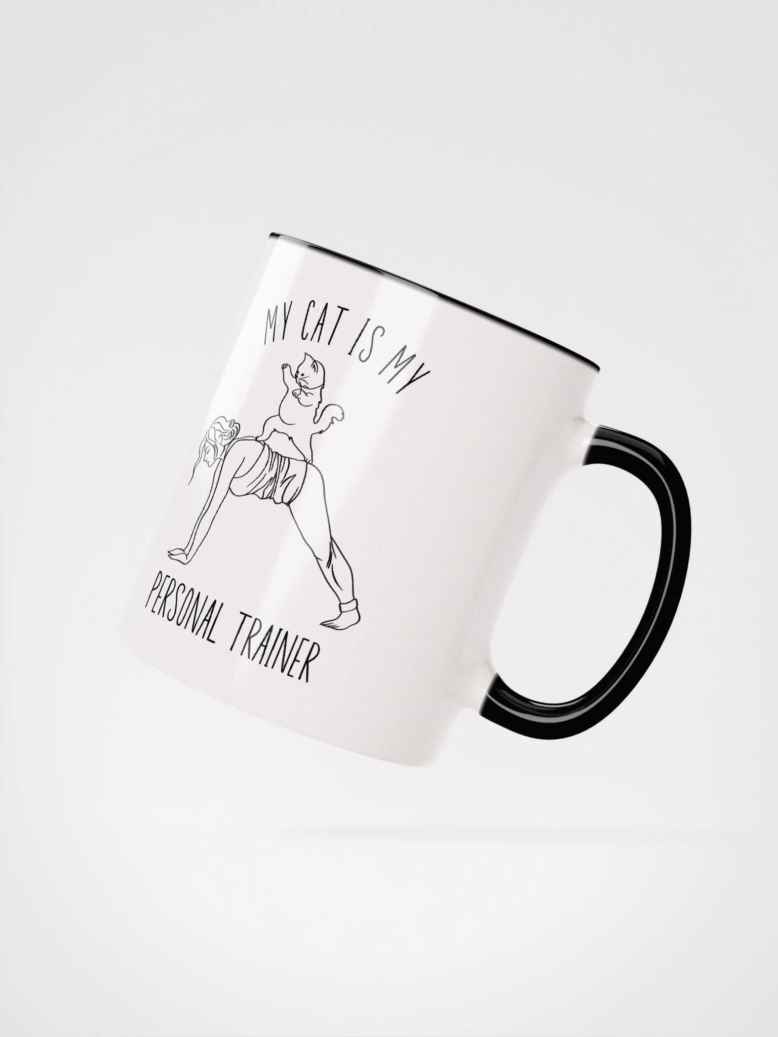 My Cat Is My Personal Trainer duo-tone mug for a crazy cat yoga lady product image (3)