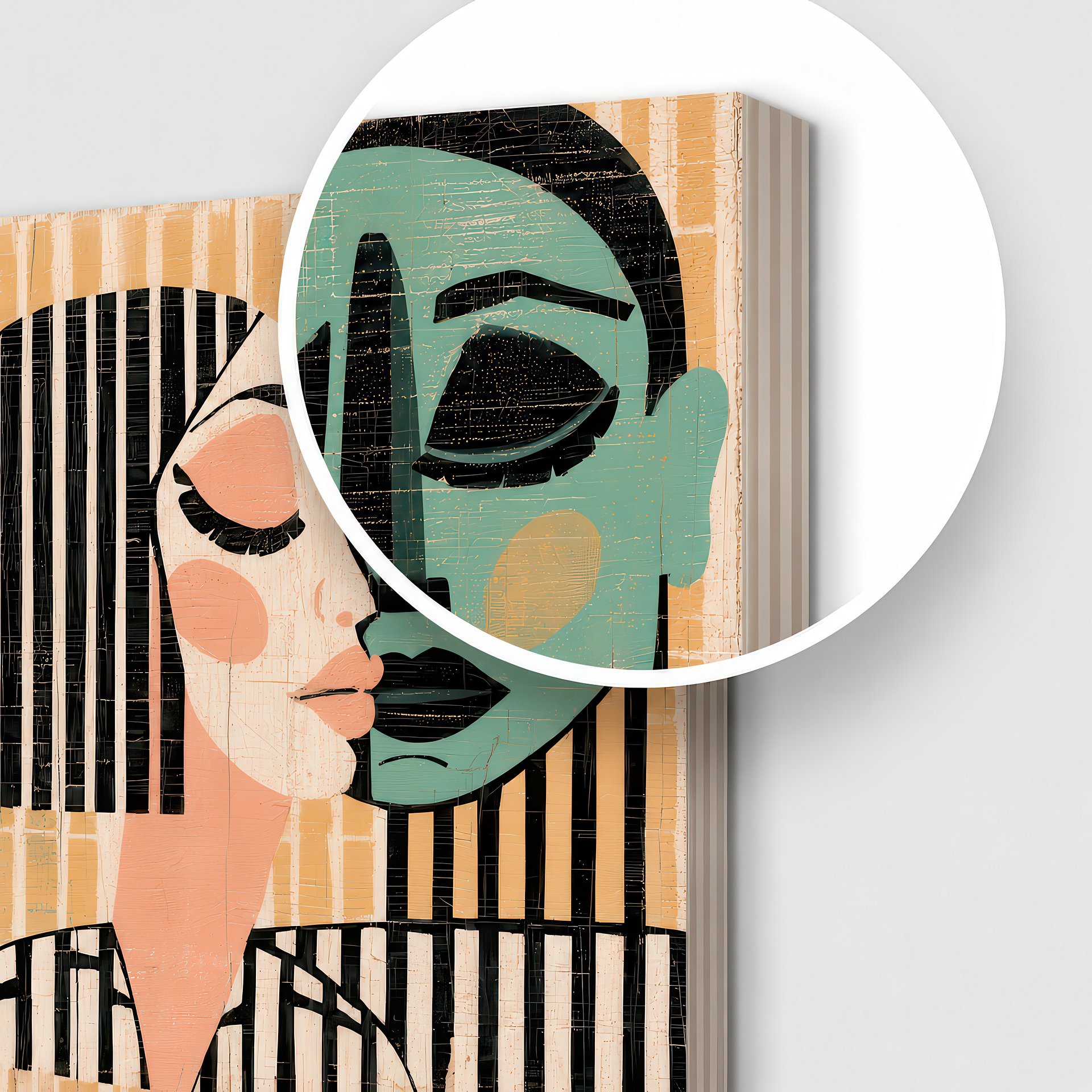 Le Baiser | Mid-Century Lovers Birch Wood Art | Wall Decor | 24x24″ (60x60 cm) product image (7)