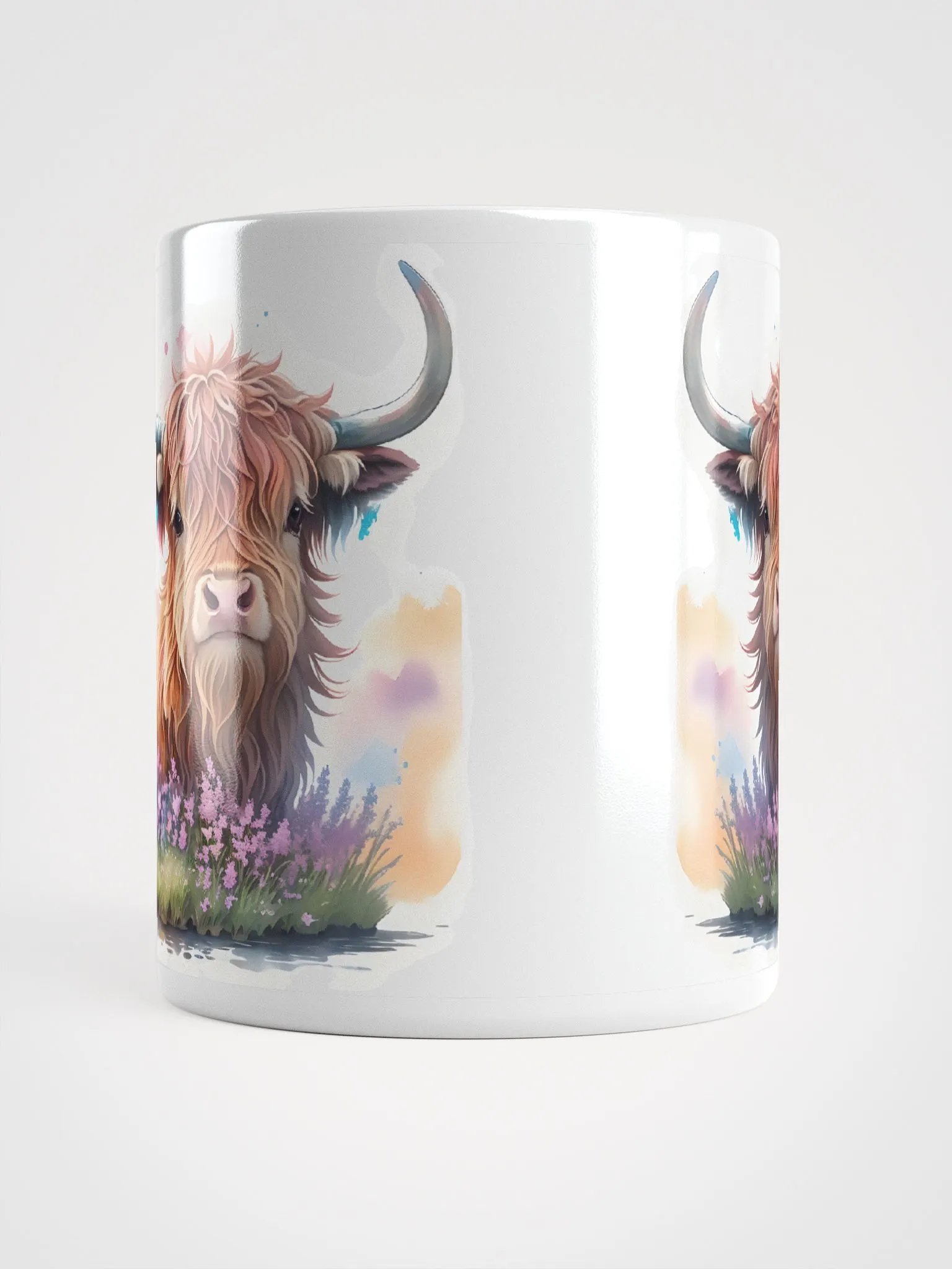 Whimsical Highland Cow White Glossy Mug product image (9)