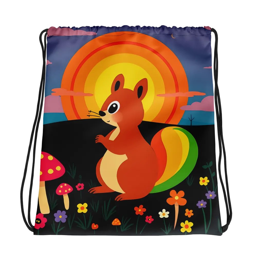 Sunset Squirrel All-Over Drawstring Bag product image (1)