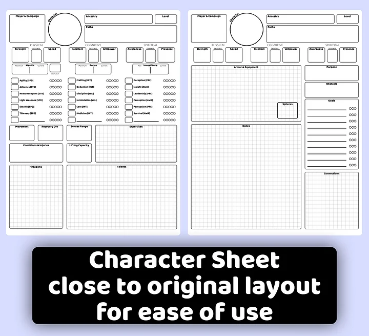 Cosmere / Stormlight TTRPG Character Sheet & Journal product image (2)