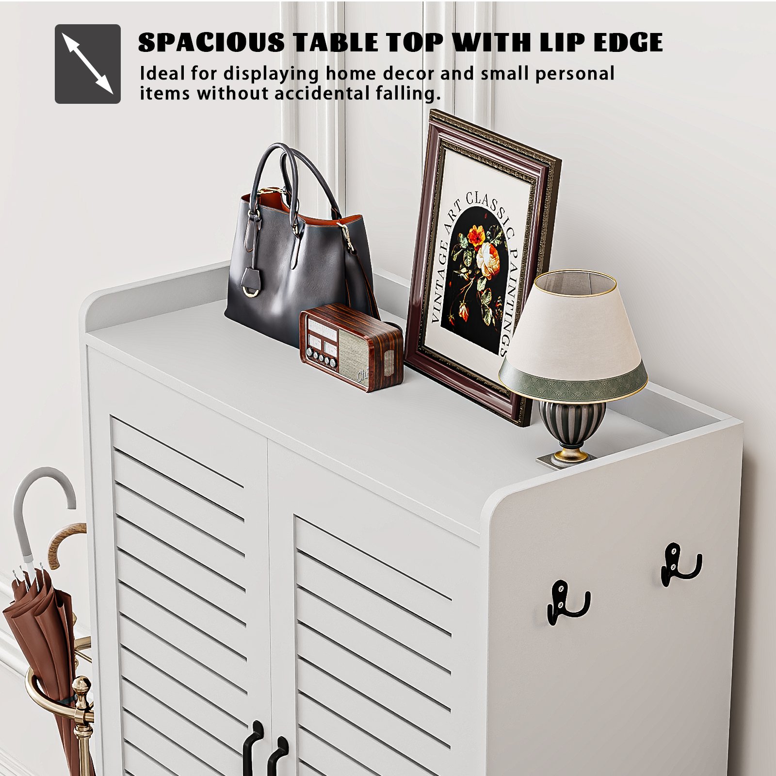 7 Tier Shoe Cabinet with Doors Shoe Storage Cabinet with Adjustable Shelves,50" Large Wooden Shoe Cabinet Storage for Closet, Shoe Organizer for Entryway, Hallway, White product image (3)