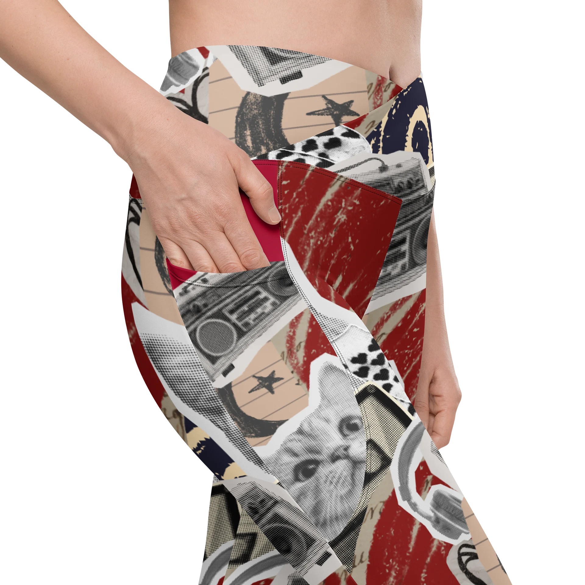 Favorite Things Nostalgic Collage Yoga Pants with Cat product image (9)