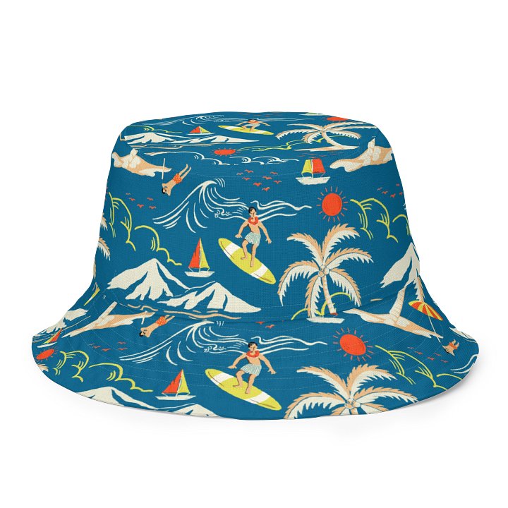 Retro Surf Reversible Bucket Hat – Tropical All-Over Print product image (1)