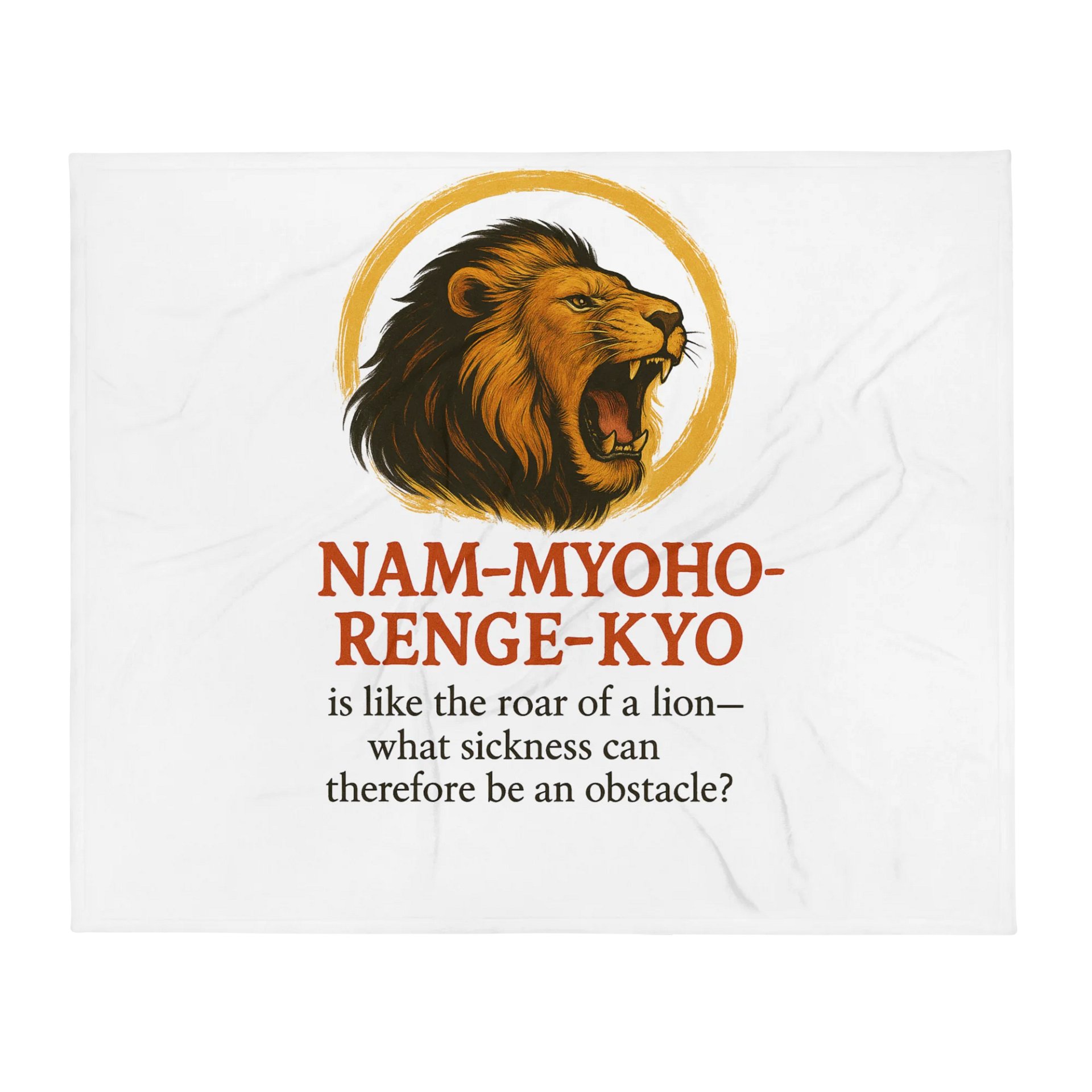 Nichiren Buddhism Lion's Roar Throw Blanket – “Nam-Myoho-Renge-Kyo” Quote – Spiritual Strength & Comfort product image (1)