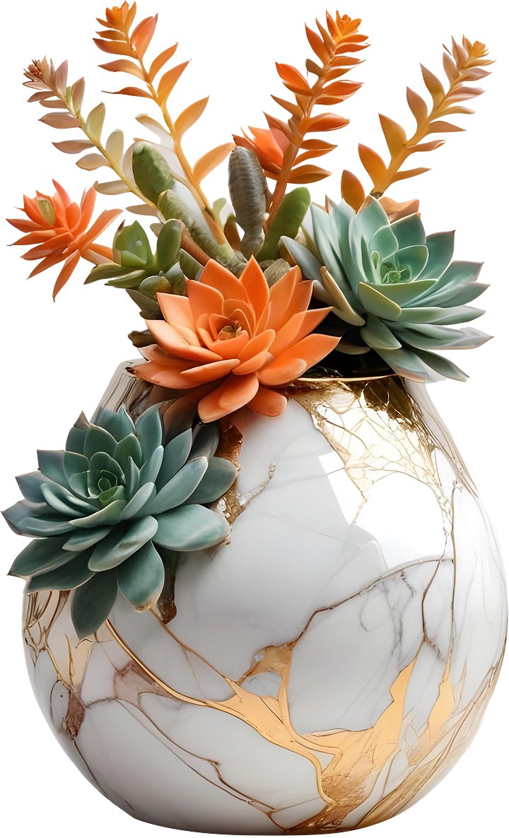 Collection: Marble Eternal – Shabby Chic Succulent Arrangement png product image (1)