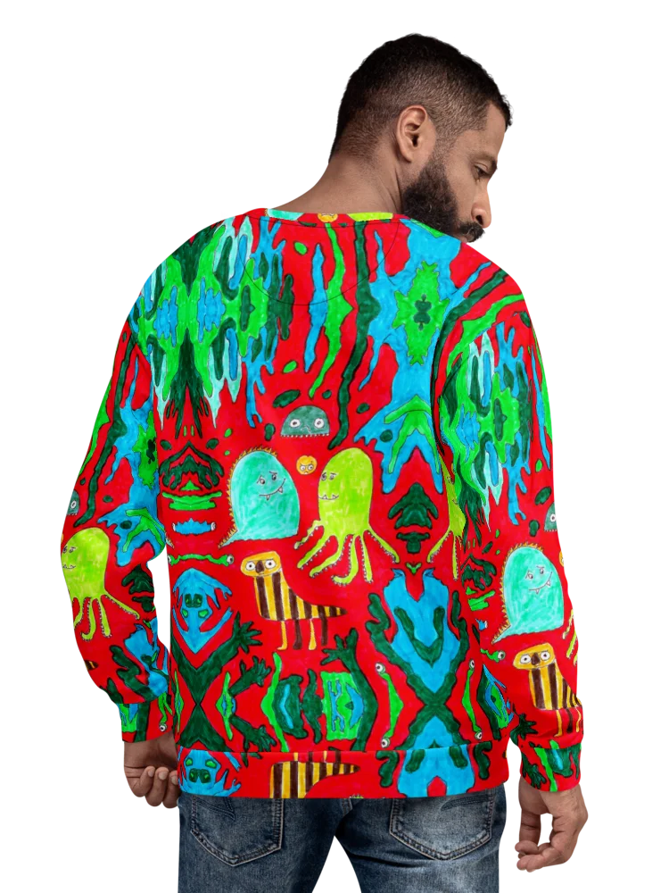 Abstract Doodle Monsters in Red All-Over Sweatshirt product image (10)