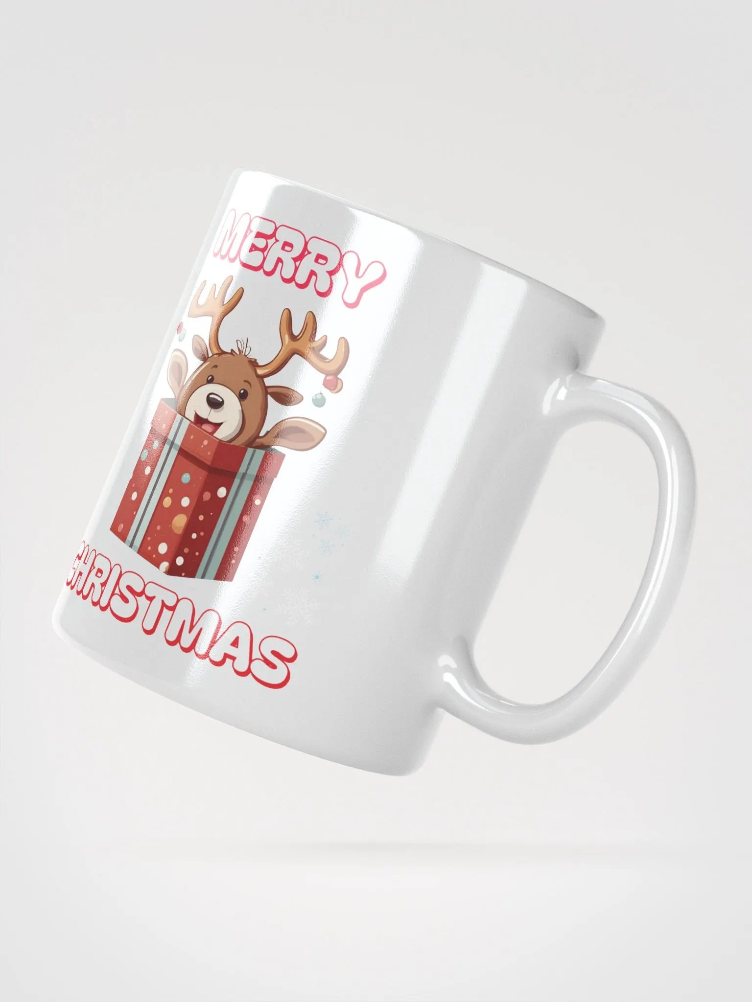 Adorable Baby Reindeer Wishing All A Merry Christmas White Mug product image (6)