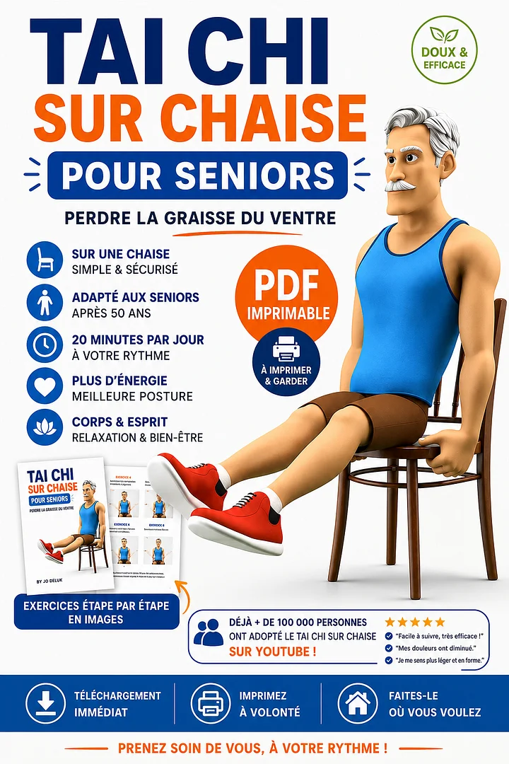 Tai Chi sur chaise imprimable - PDF Perdre le gras du ventre après 50 ans product image (1)