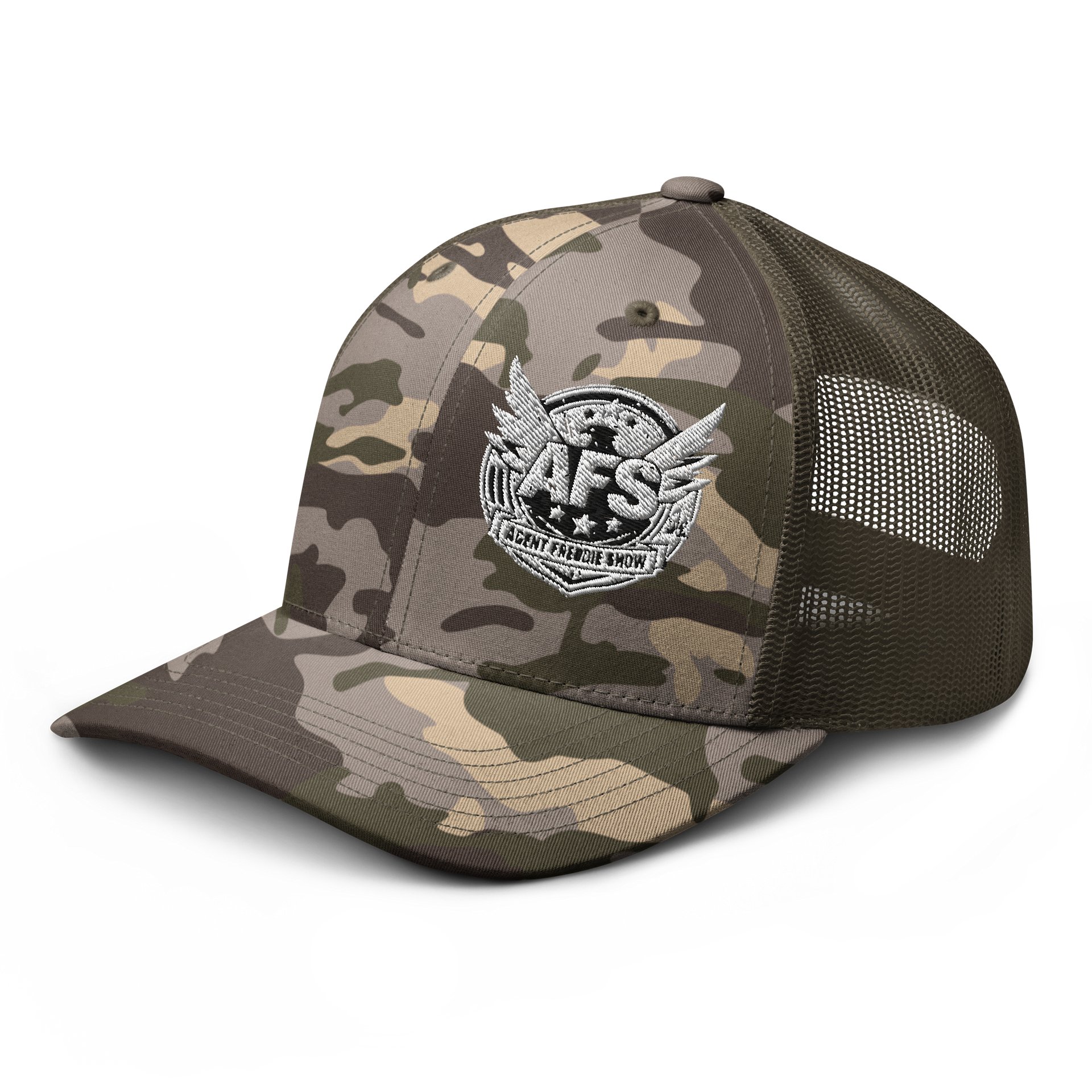 Agent Freddie Show logo camo trucker product image (15)