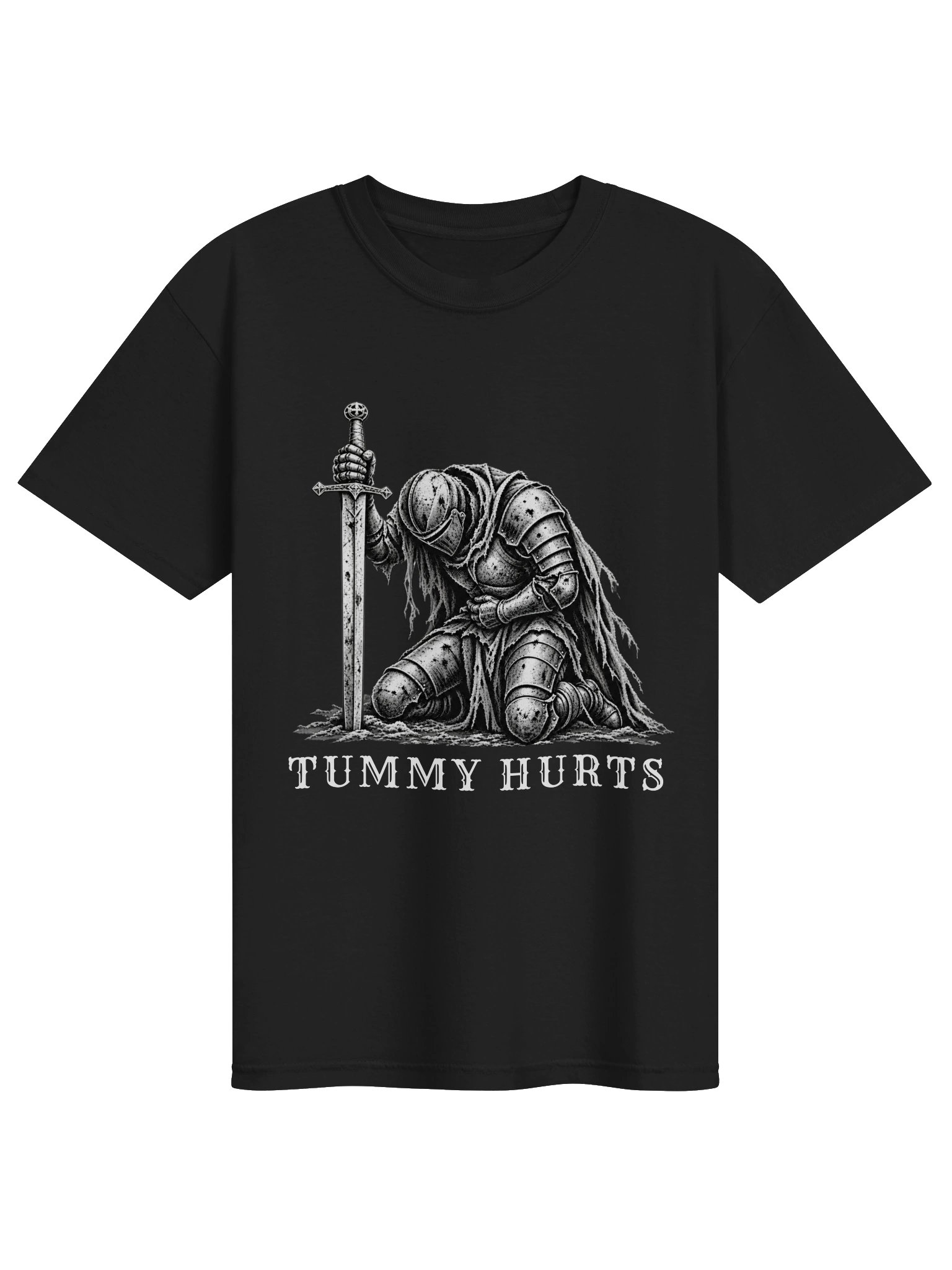 Tummy Hurts Medieval Knight T-Shirt – Funny Dark Fantasy Comfort Colors Tee product image (1)