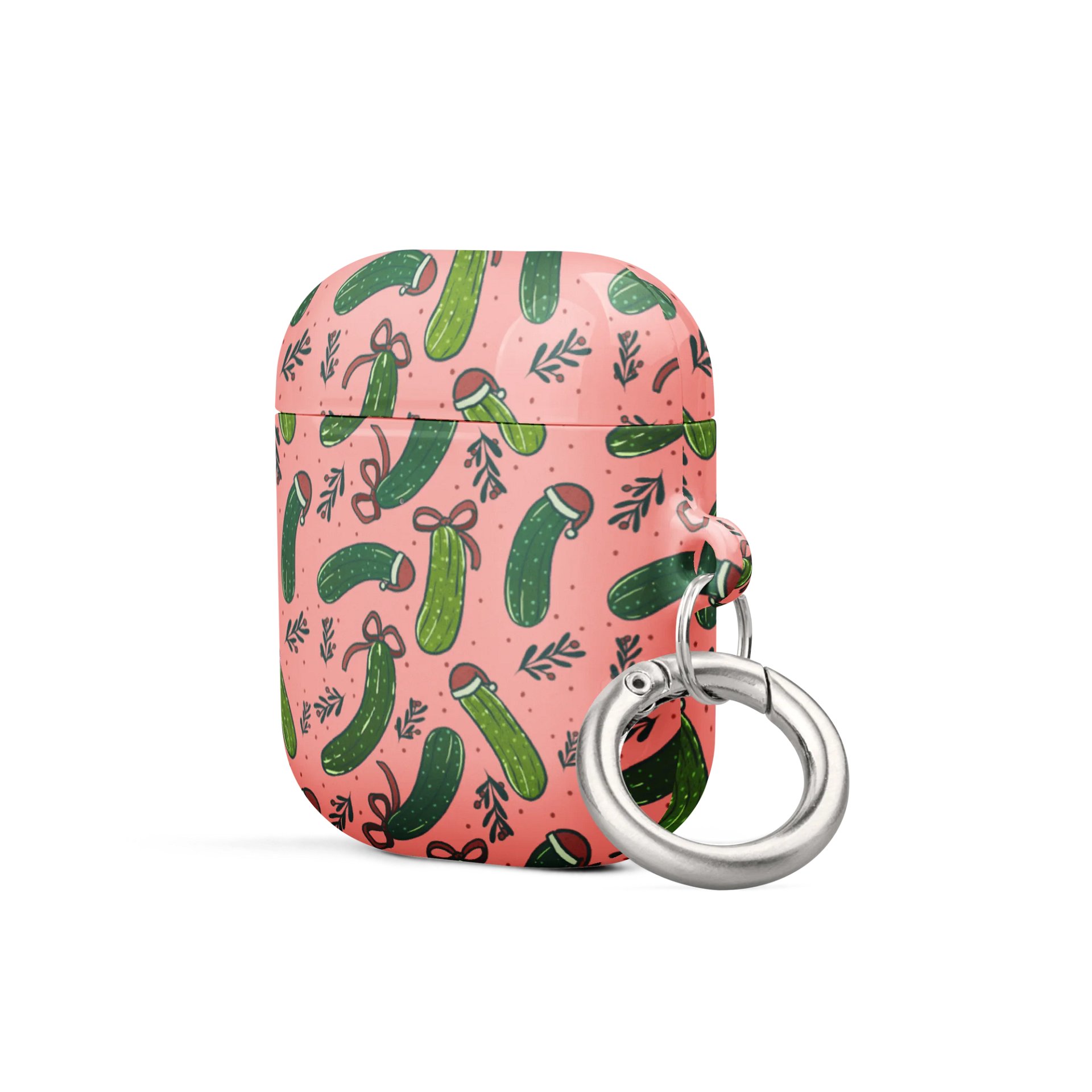Christmas Pickles Pattern Airpods Case, Pink product image (6)