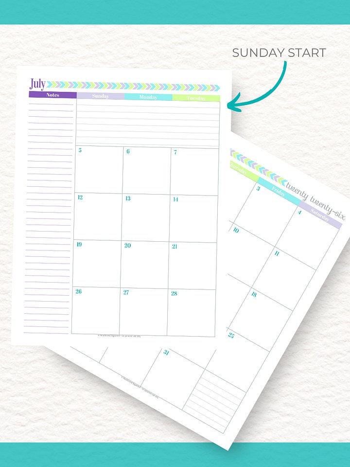 Pretty in Pastel- 26/27 Calendar - 2 Pages per Month - Letter Size product image (2)