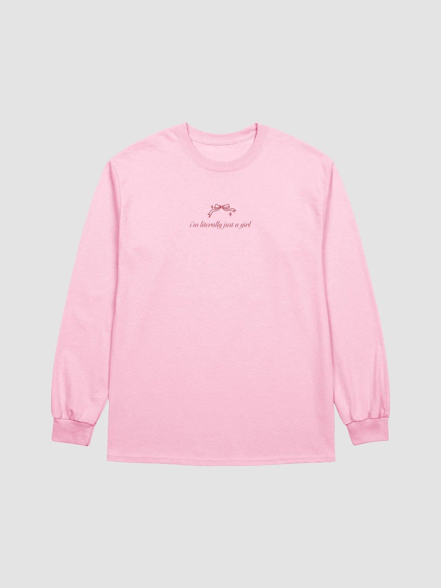 i'm literally just a girl printed long sleeve [red lettering] product image (3)