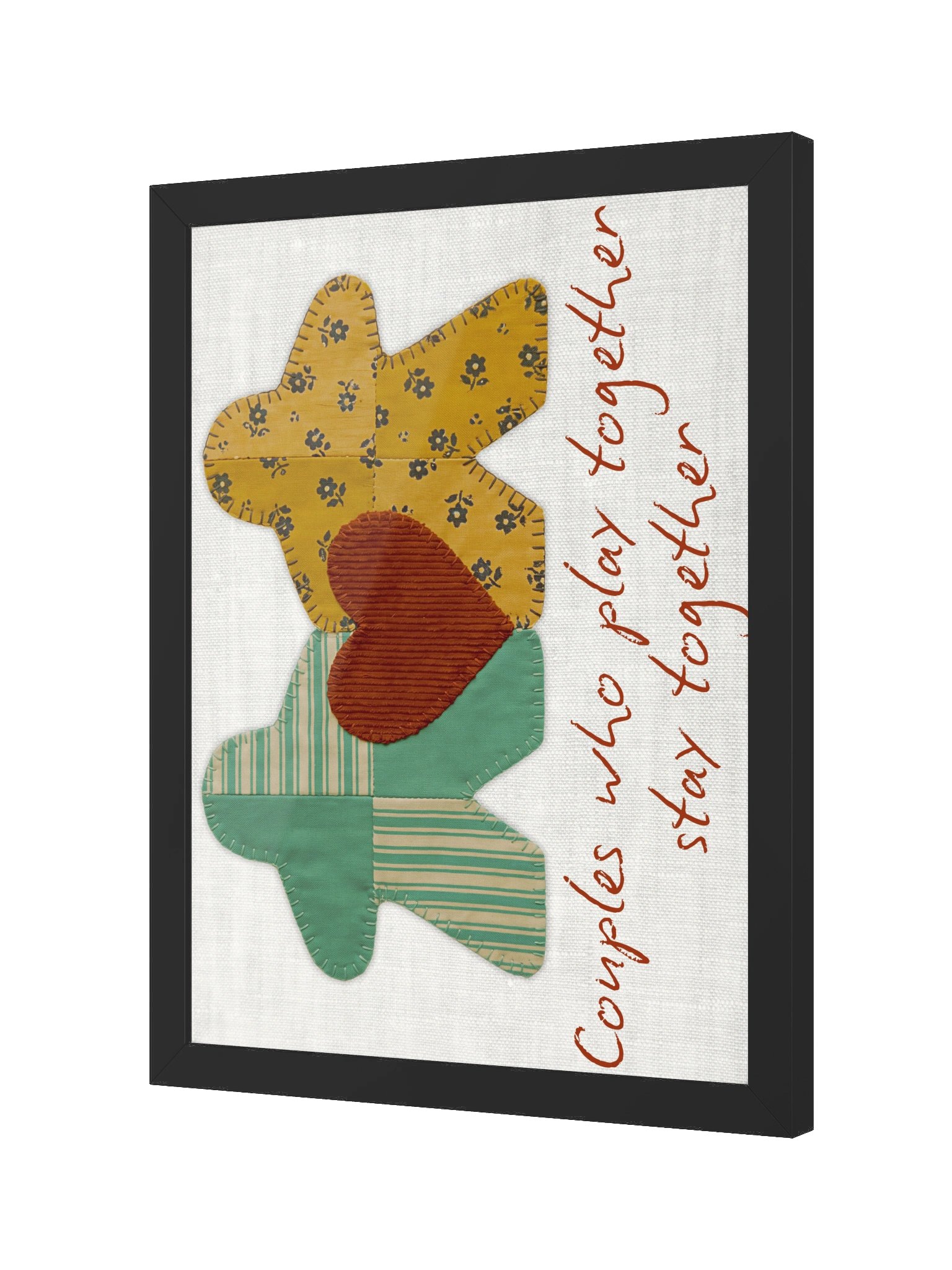 Patchwork Quilt Meeple Couple Board Game Room Poster - FRAMED product image (7)