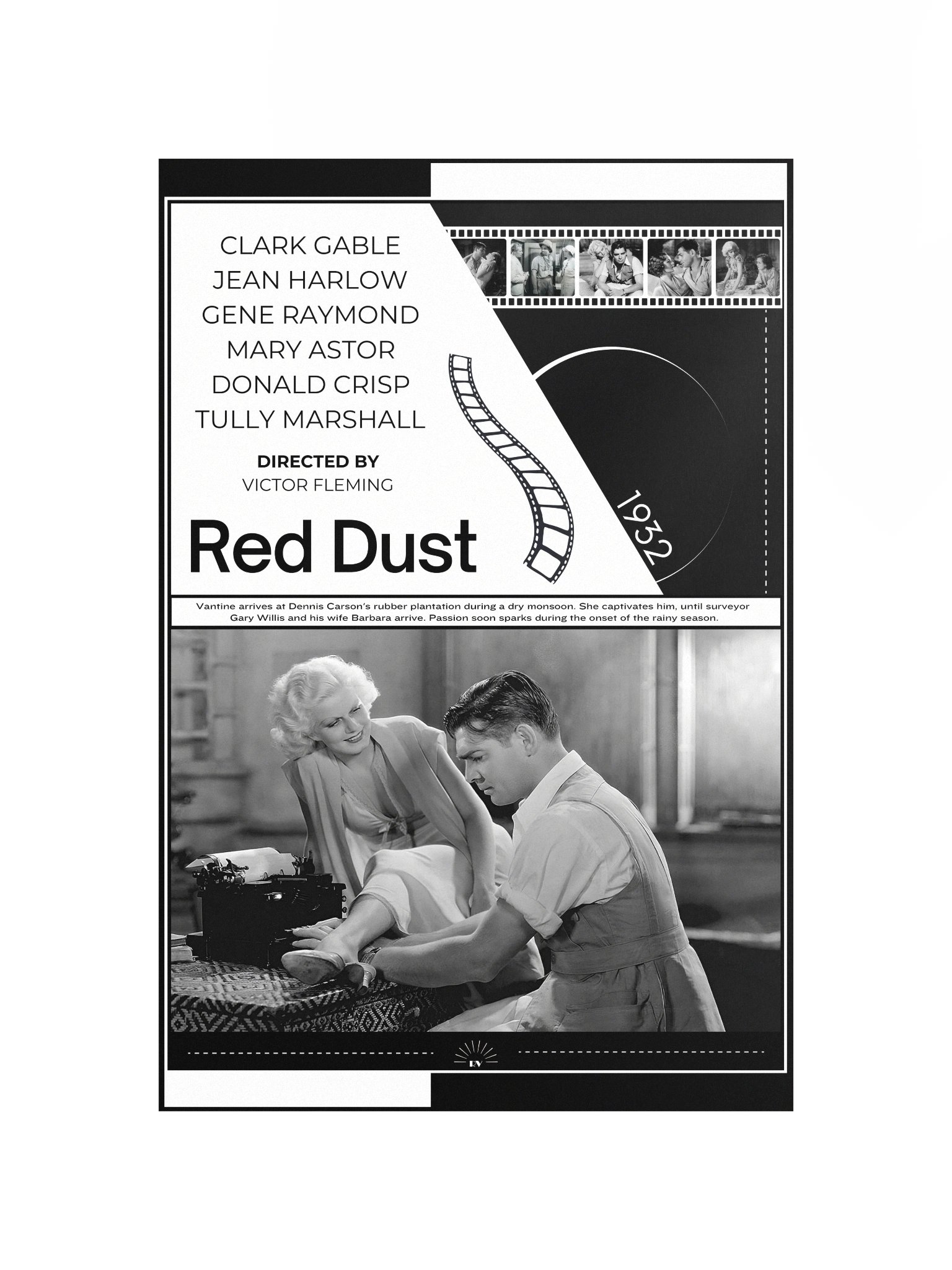 Red Dust with Clark Gable and Jean Harlow 1932 | Movie Poster | 12x18 Wall Art product image (4)