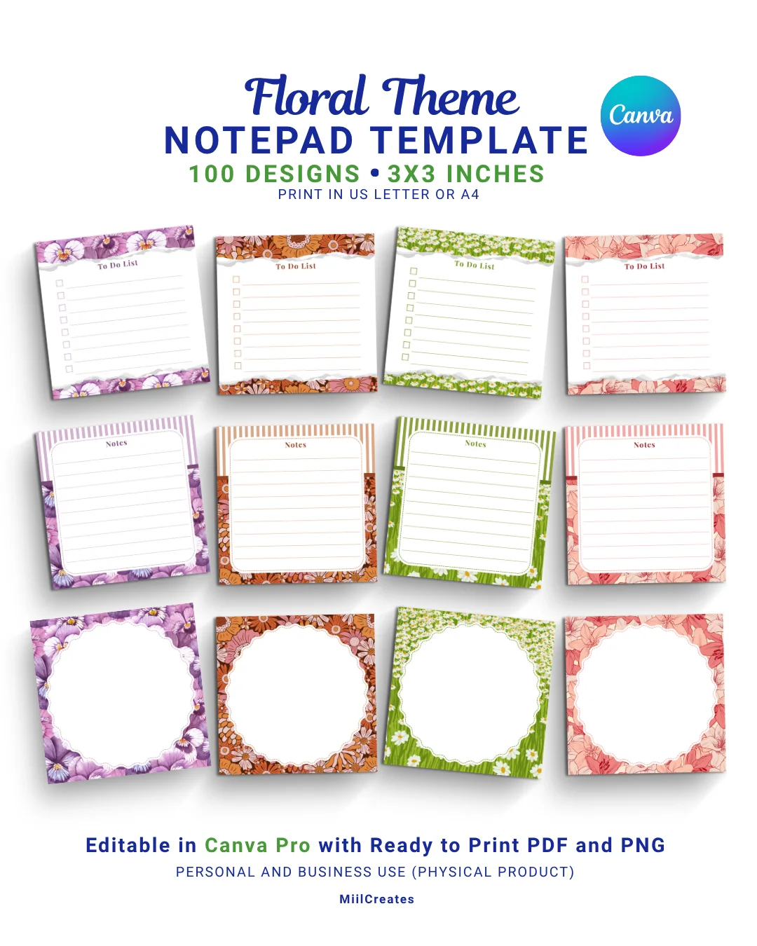 Floral Notepad Template (100 Designs) product image (1)