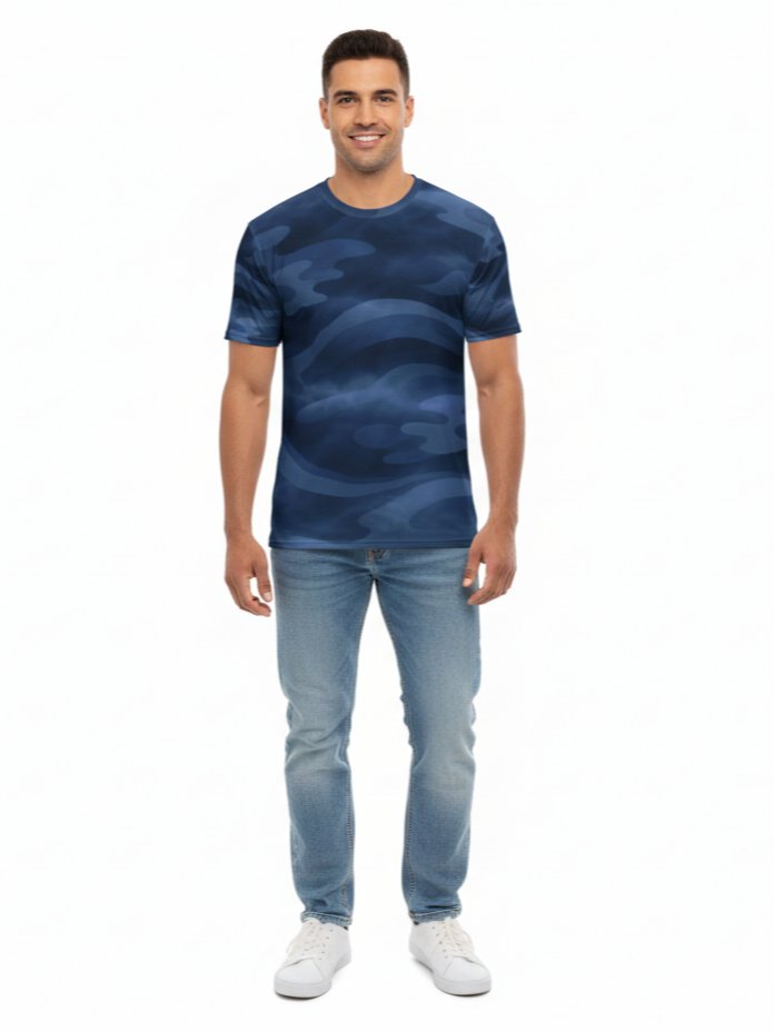 Abyssal Blue Camo Printed T-Shirt for Men product image (1)