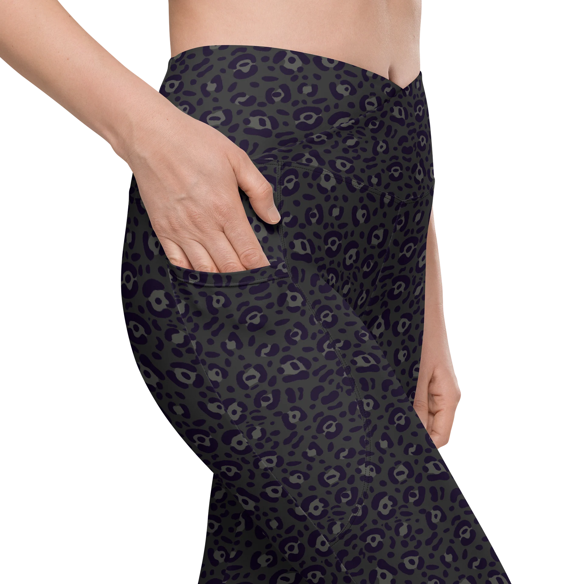 Leopard Print Crossover Leggings with Pockets product image (9)