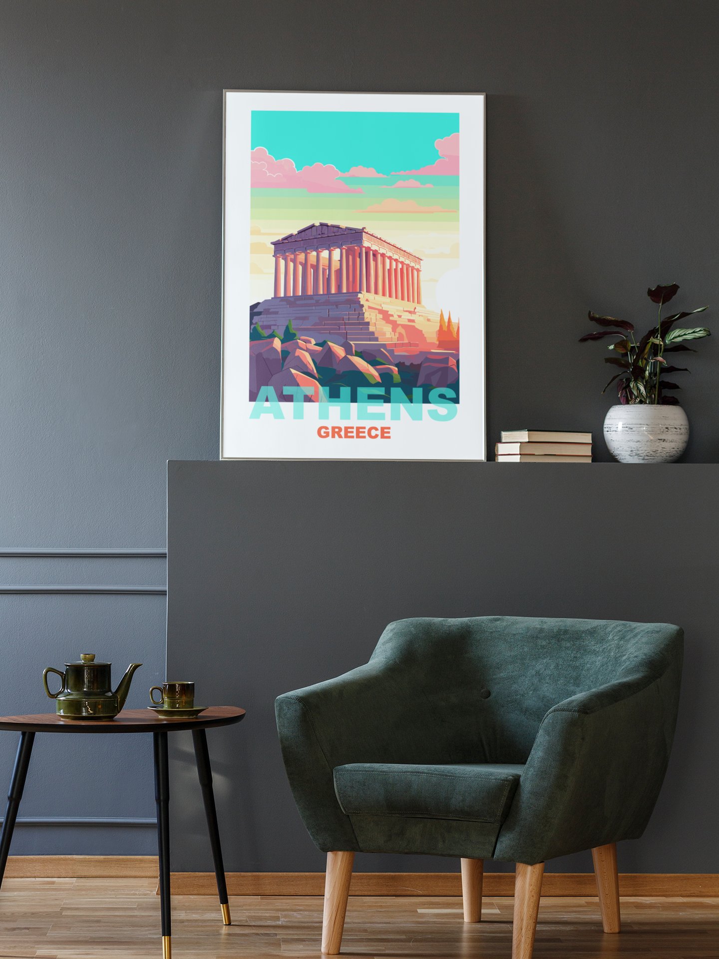 Parthenon Temple on Acropolis Hill Art, Athens Greece Vibrant Sunset Poster, Historic Greek Landmark, Travel Inspired Wall Art Decor product image (3)