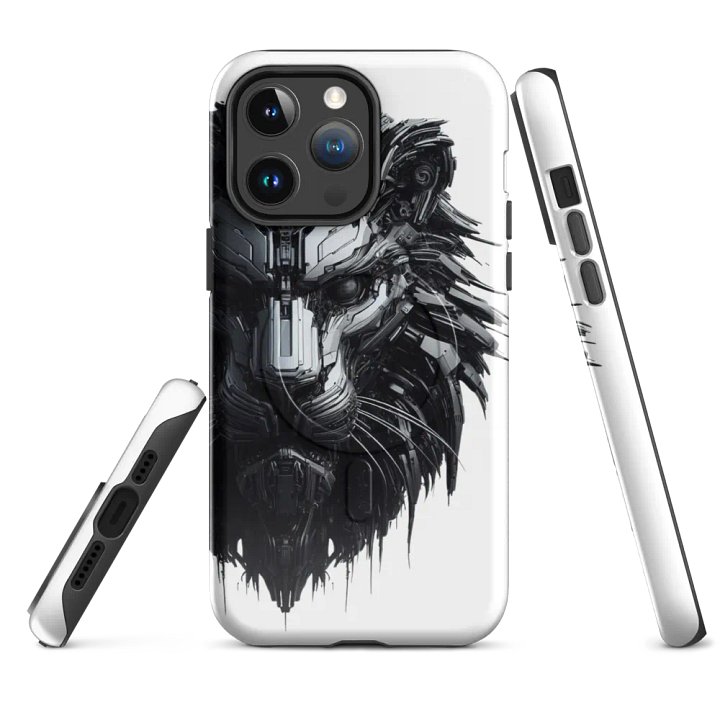 MagSafe® Tough Case for iPhone® | Obsidian Roar: AI-Designed Black Iron Lion Robot product image (4)