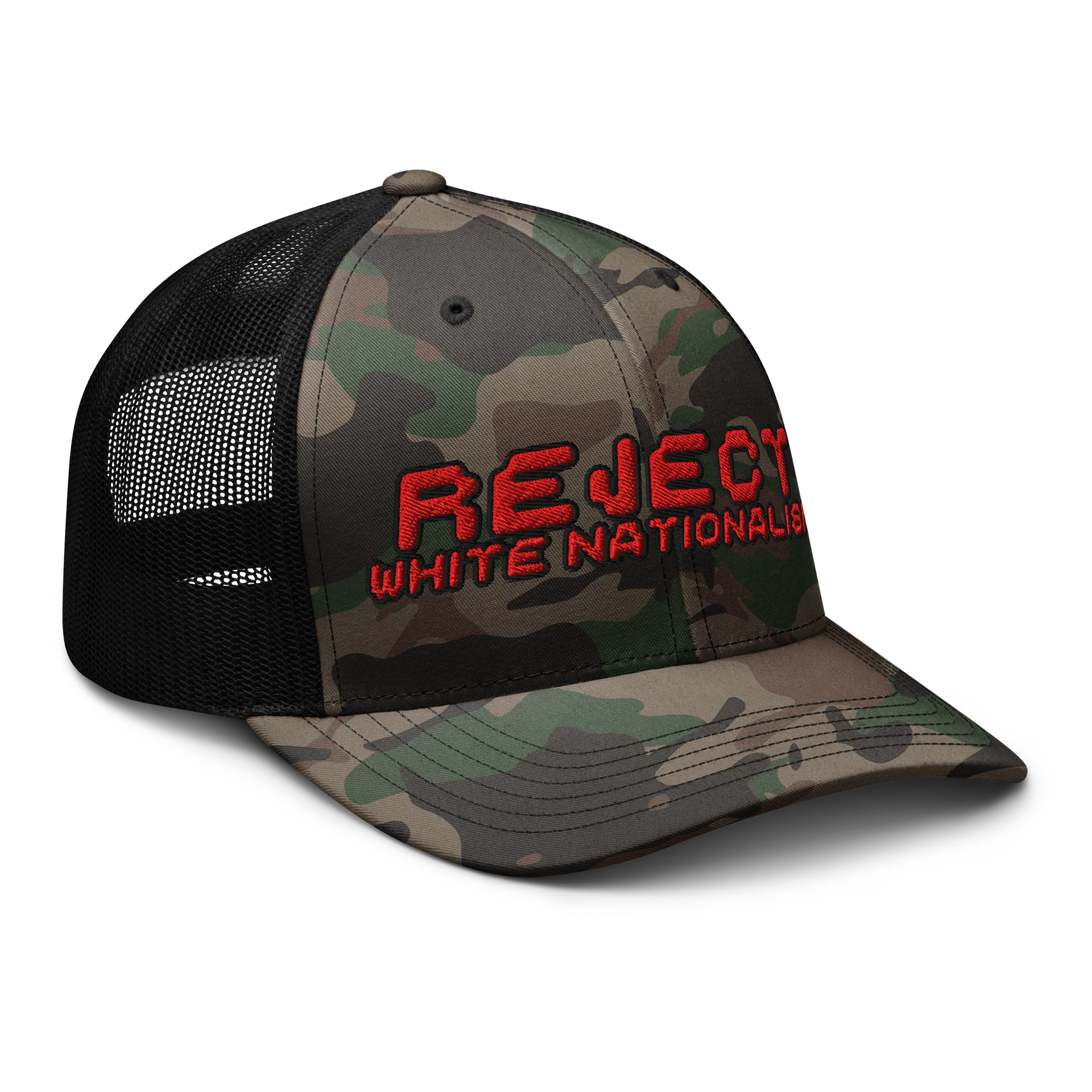 Reject White Nationalism Camo Trucker Hat product image (6)
