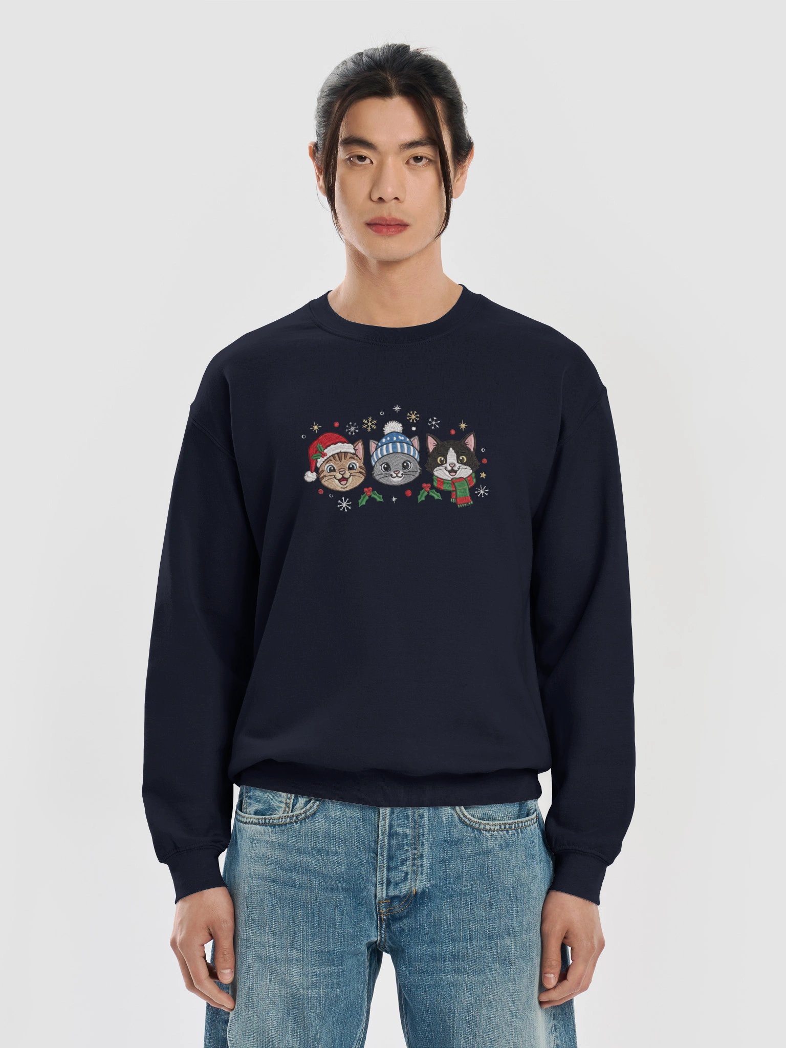 Christmas Cat Trio Sweatshirt – Cute Holiday Cats product image (3)