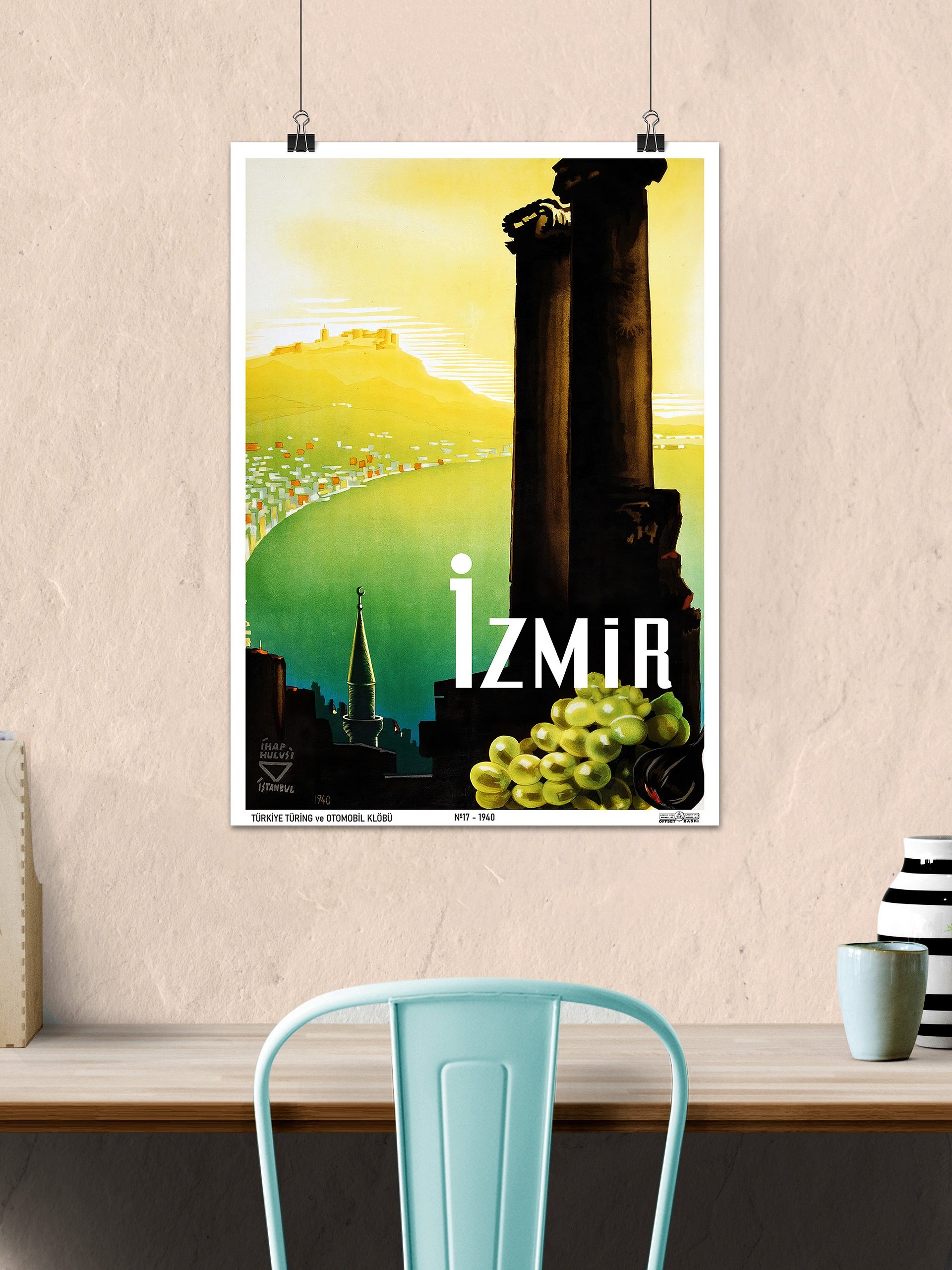 Izmir, Turkey, 1940 (Türkiye Turing Klöbü) — retro vintage travel poster, retro travel art, retro travel wall art product image (2)