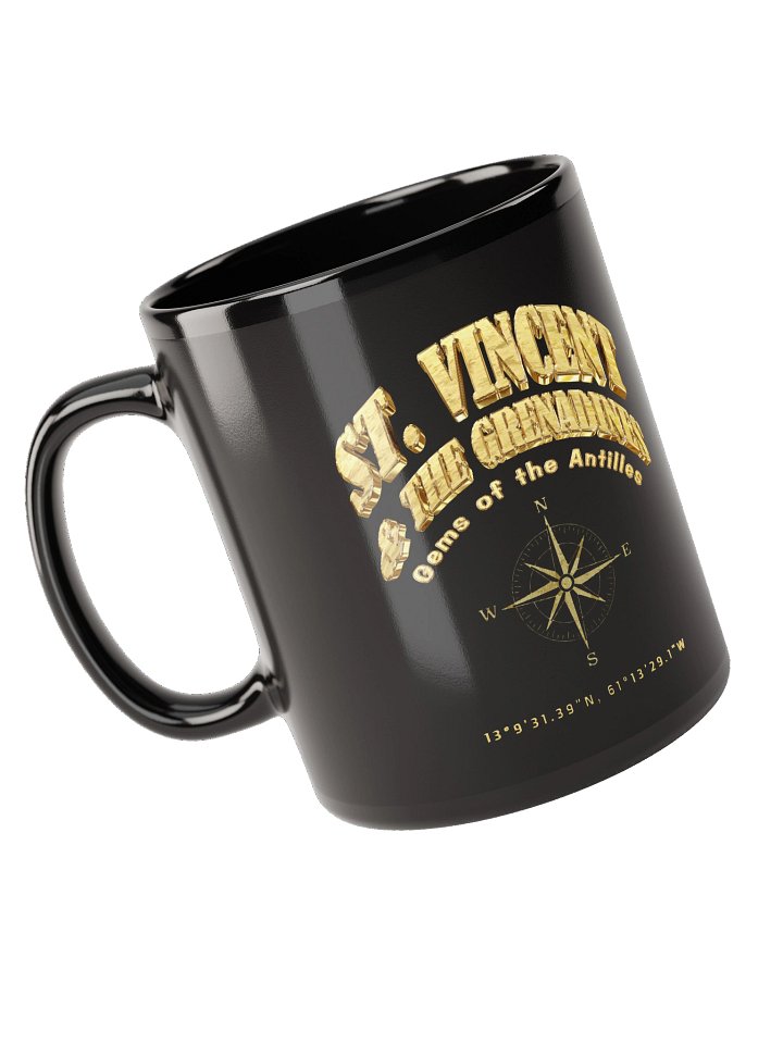 Compass - St. Vincent and the Grenadines - Vintage Gold | Black Glossy Mug product image (1)