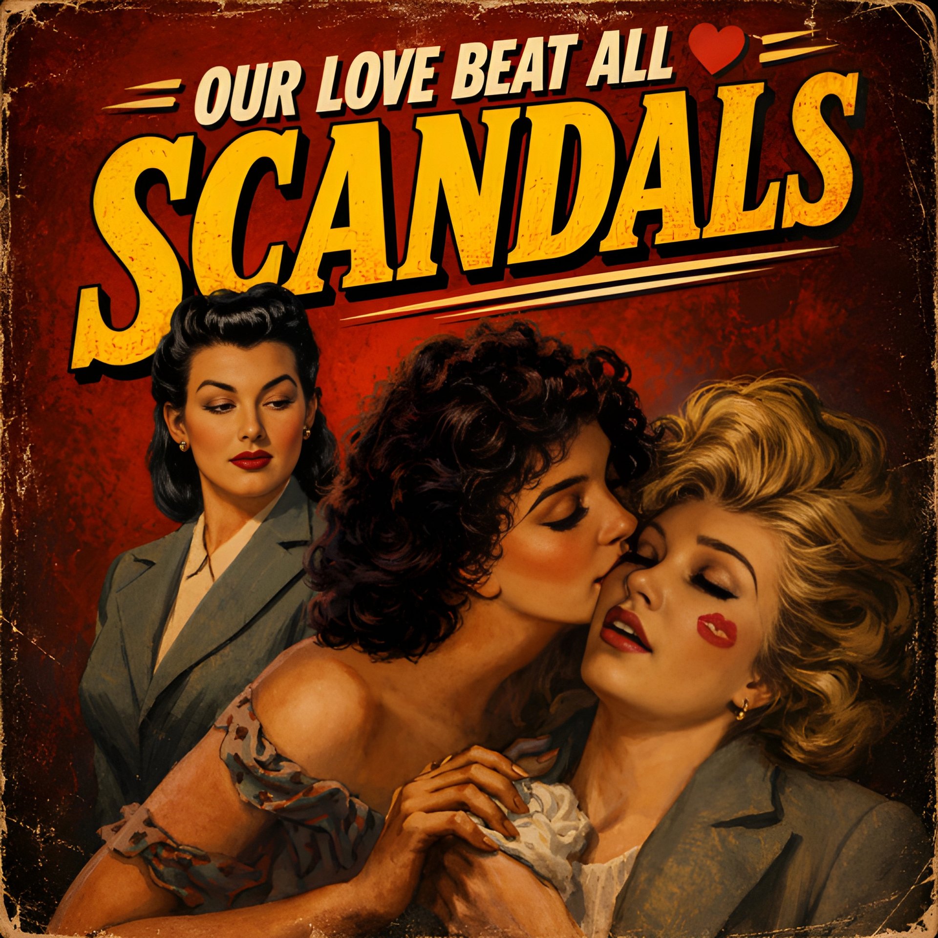 Our Love Beat All Scandals WLW Art | Vintage Pulp Retro Print | 300 DPI Digital Download 16x16 product image (2)