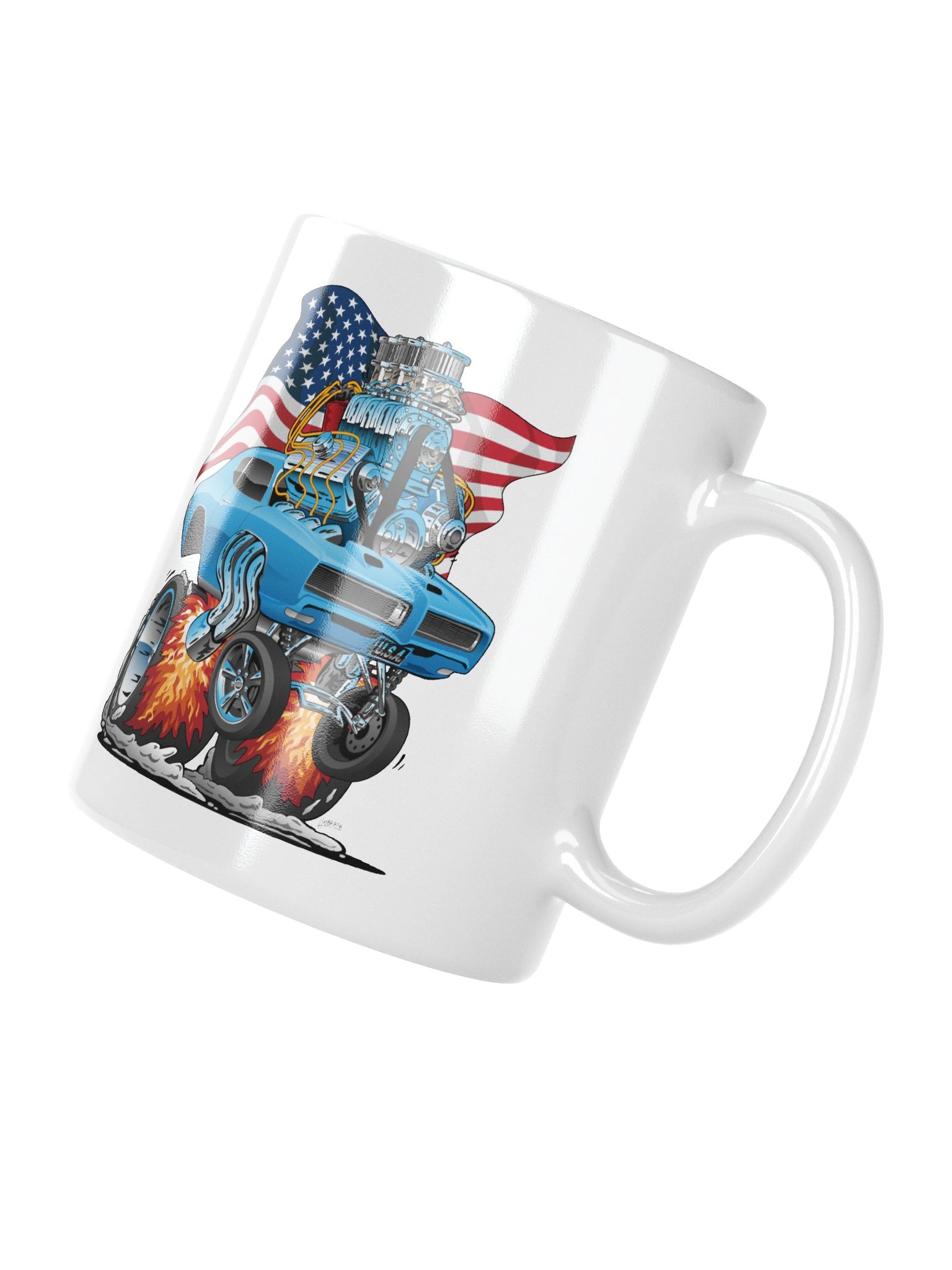 Patriotic 60s Muscle Car Funny Dragster USA Hotrod Cartoon Coffee Mug product image (3)