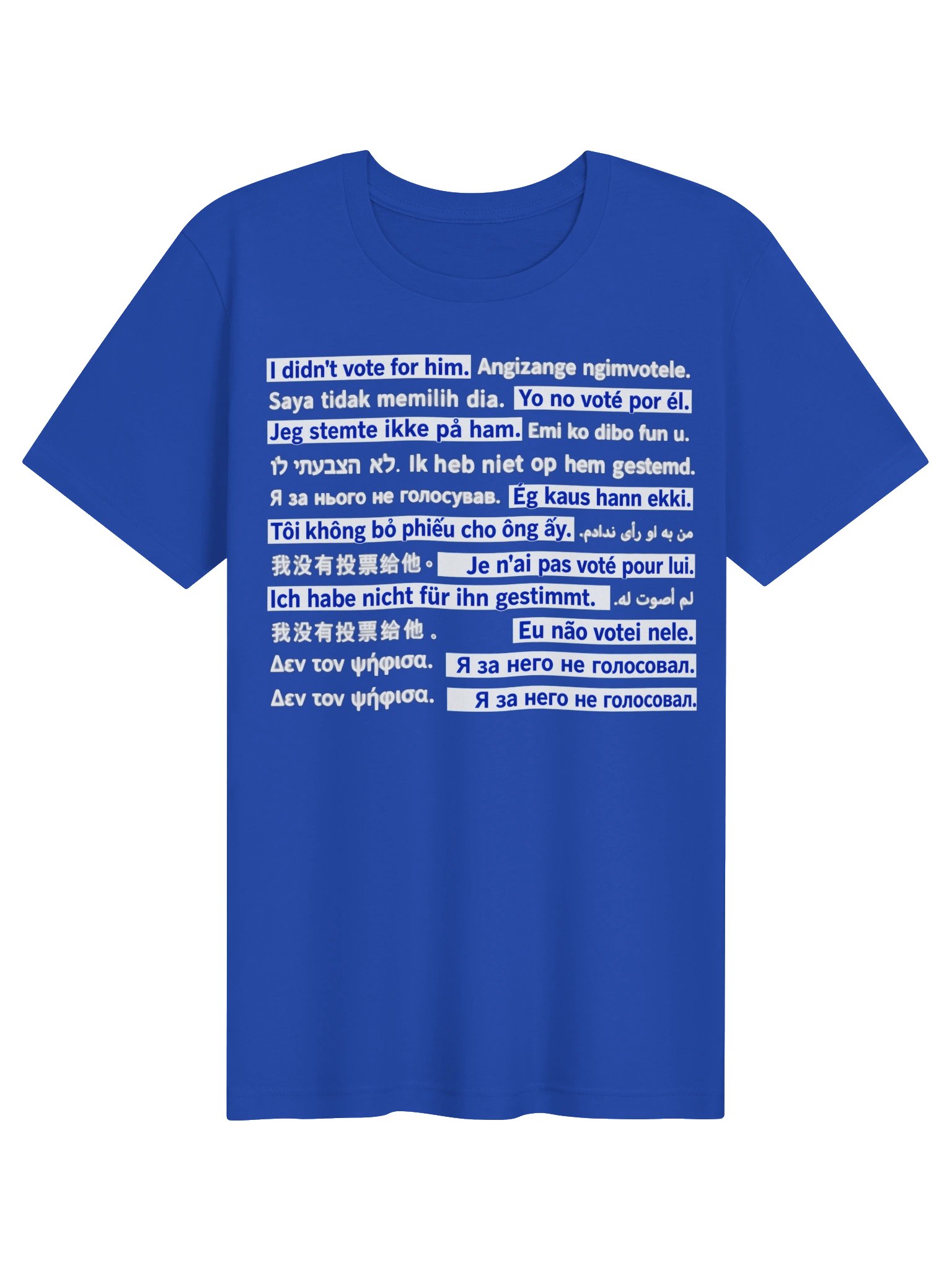 I Didn’t Vote for Him – Multilingual Statement T-Shirt product image (15)