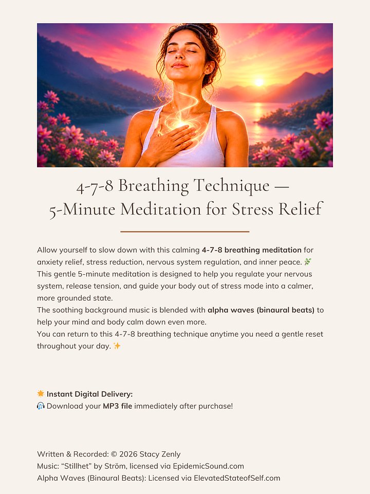4-7-8 Breathing Technique — 5-Minute Breathing Meditation for Stress Relief | MP3 Download product image (2)
