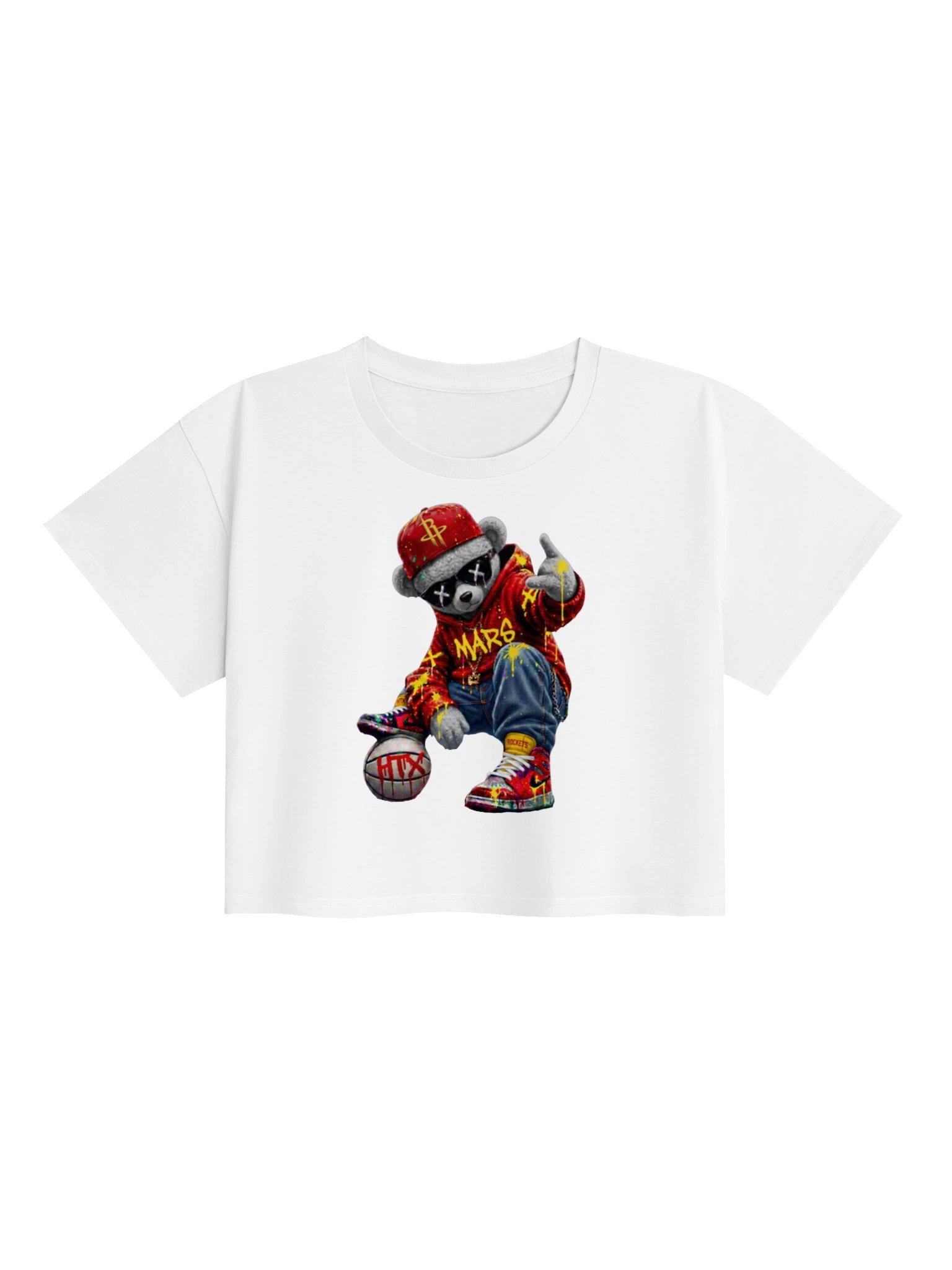 Ladies Cropped Mars City HX Bear Rockets Ketchup & Mustard Tee product image (7)
